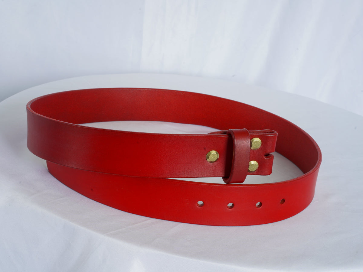Gürtelriemen ohne Schnalle | Leder vegetabil gegerbt | Rot | Gürtel- Blank 2-4cm