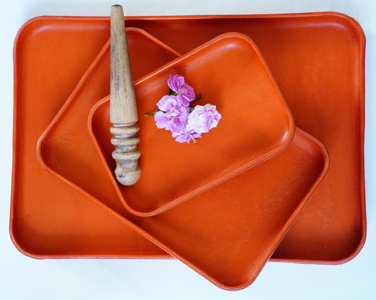 Orange Ledertray Organizer | Taschenleerer | Buttero-Leder