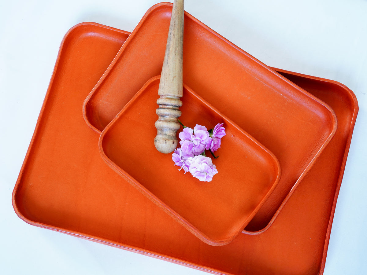 Orange Ledertray Organizer | Taschenleerer | Buttero-Leder