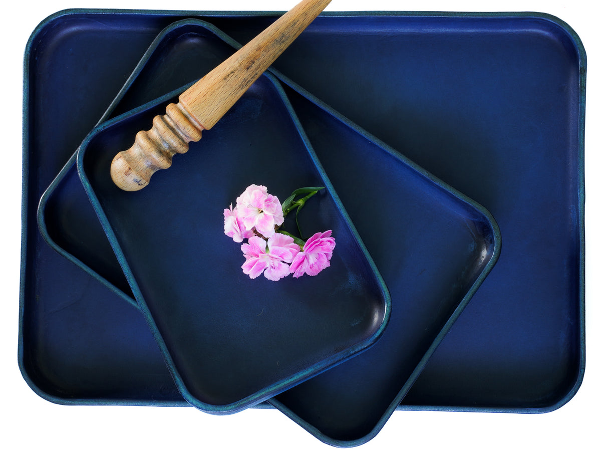 Lederschale Marineblau – Handgefertigte Schlüsselablage | Leder mit Liebe