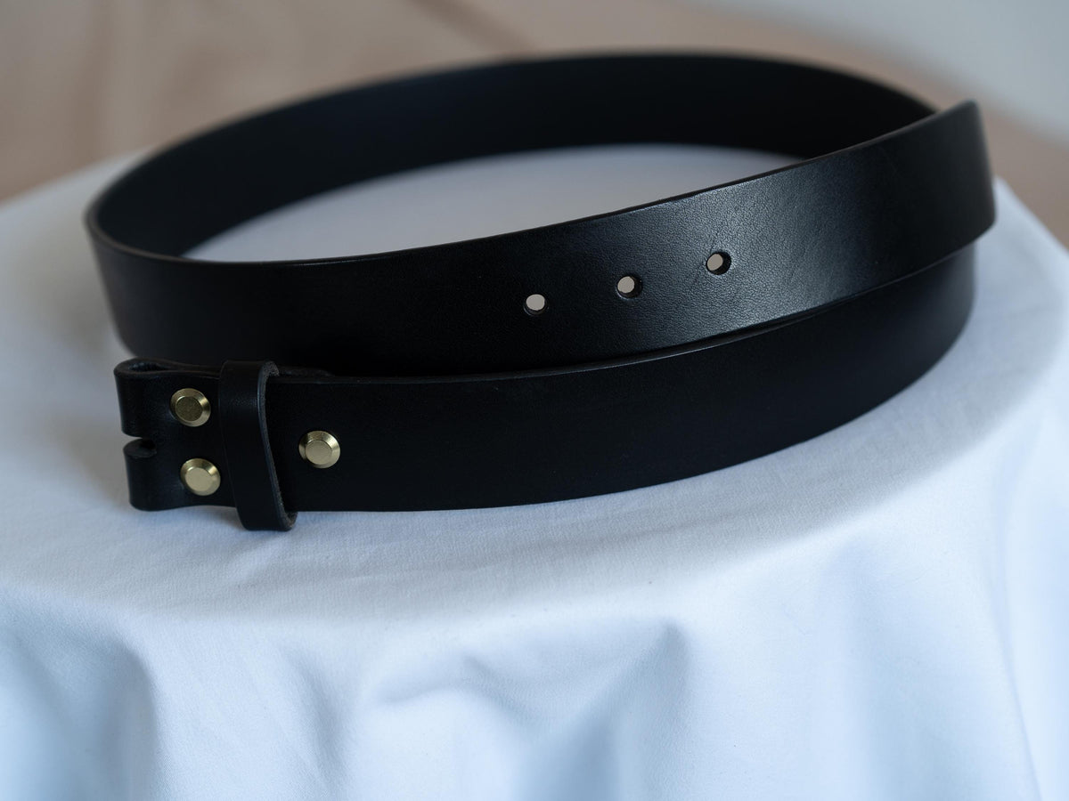 Black Belt Blank for Buckle | Vegetable Tanned Leather Belt Strap | Tuscan Leather | Unfinished Belt 2cm 2.5cm 3cm 3.2cm 3.5cm 3.8cm 4cm
