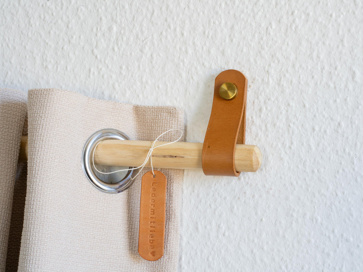 Gardinstangenhalter – Butteroleder Vorhangstangenhalter – Leder Raffhalter