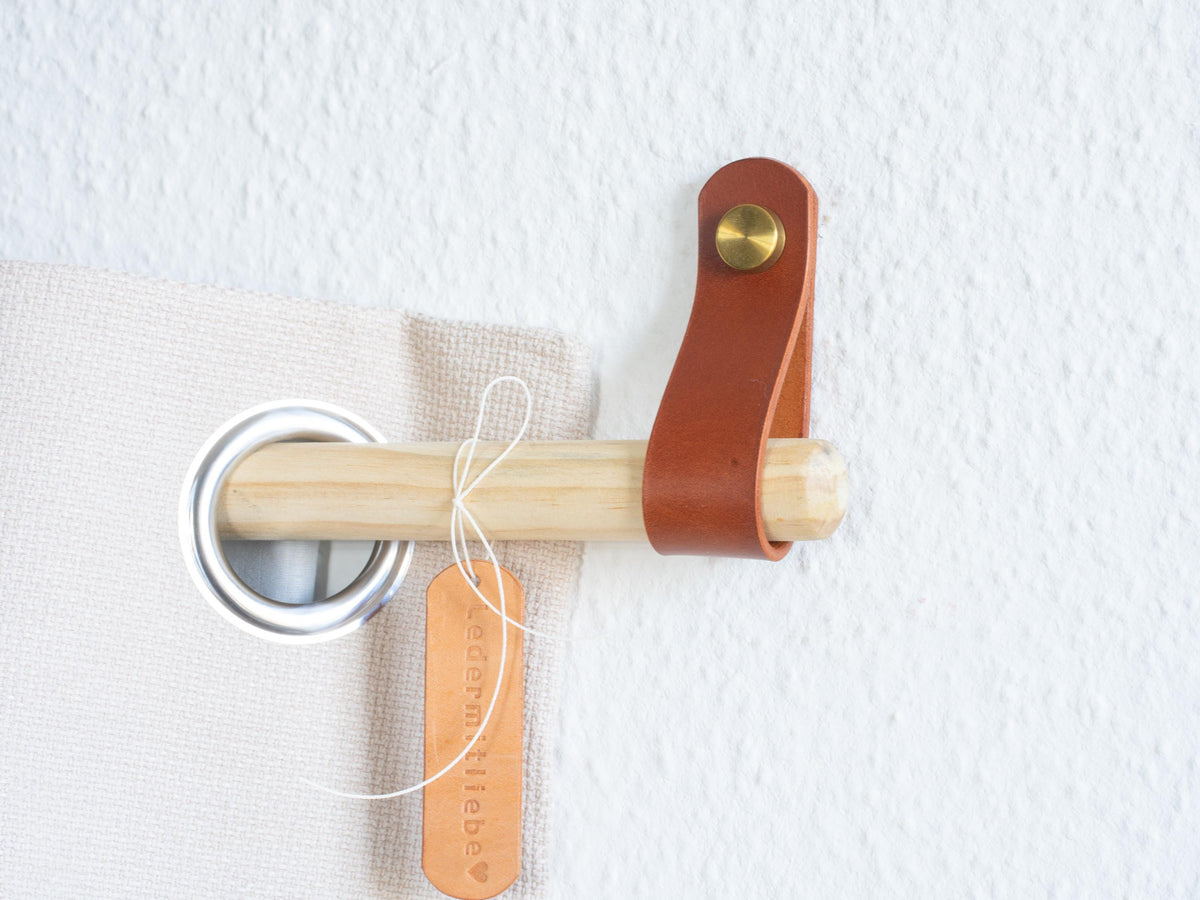 Gardinstangenhalter – Butteroleder Vorhangstangenhalter – Leder Raffhalter