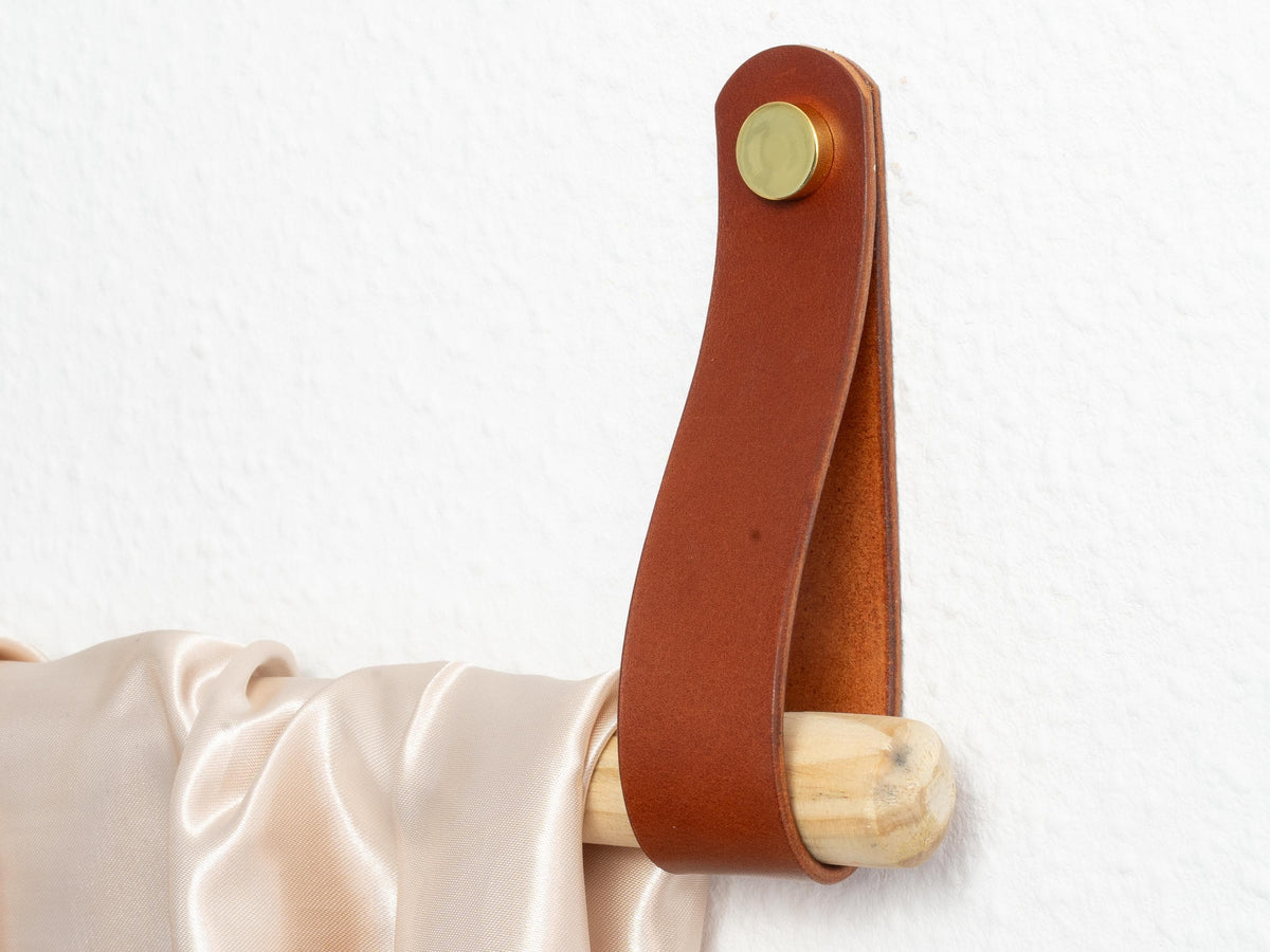 Gardinstangenhalter – Butteroleder Vorhangstangenhalter – Leder Raffhalter