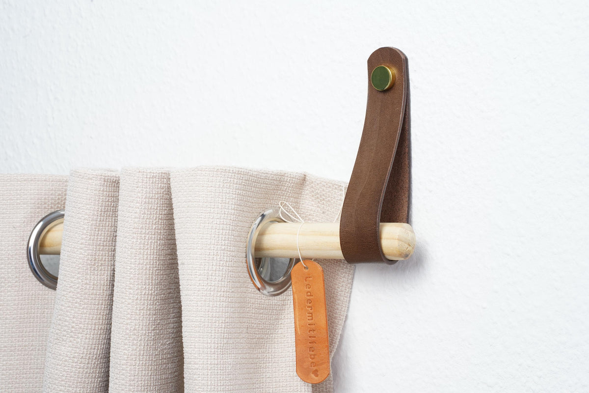 Gardinstangenhalter – Butteroleder Vorhangstangenhalter – Leder Raffhalter