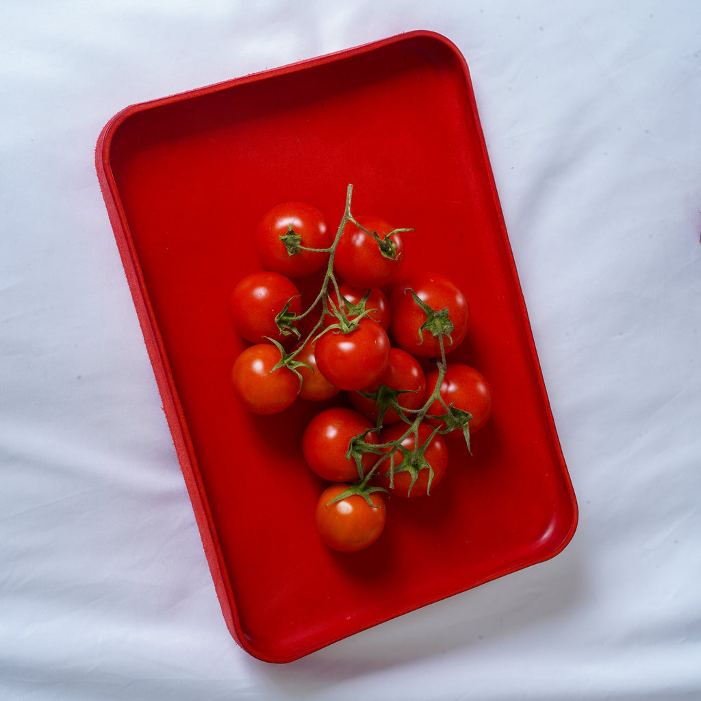 Red Leather Tray Organizer | Valet Tray & Key Holder made of Vegetable-Tanned Leather | Handmade Leather Desk Tray