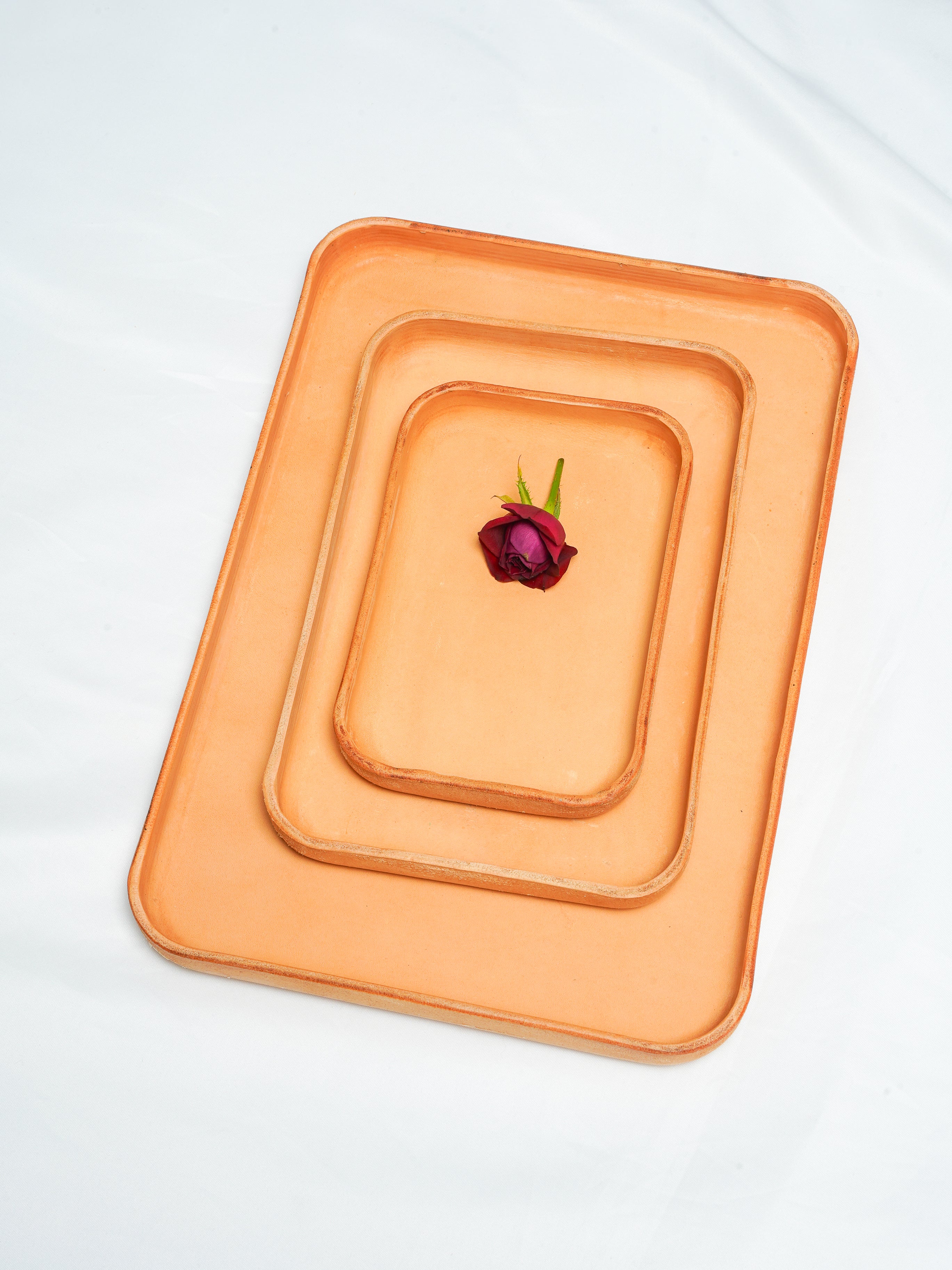 Naturelle Leather Tray Organizer | Valet Tray & Key Holder made of Vegetable-Tanned Leather | Handmade Leather Desk Tray