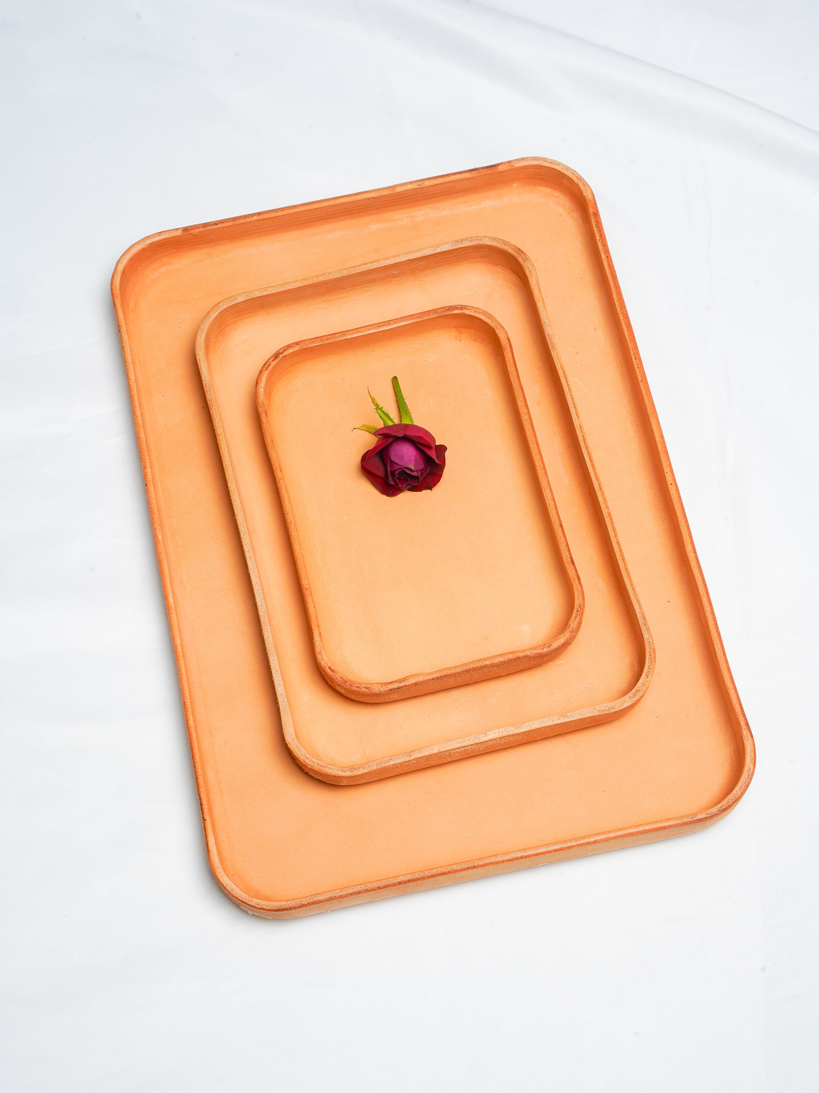 Naturelle Leather Tray Organizer | Valet Tray & Key Holder made of Vegetable-Tanned Leather | Handmade Leather Desk Tray