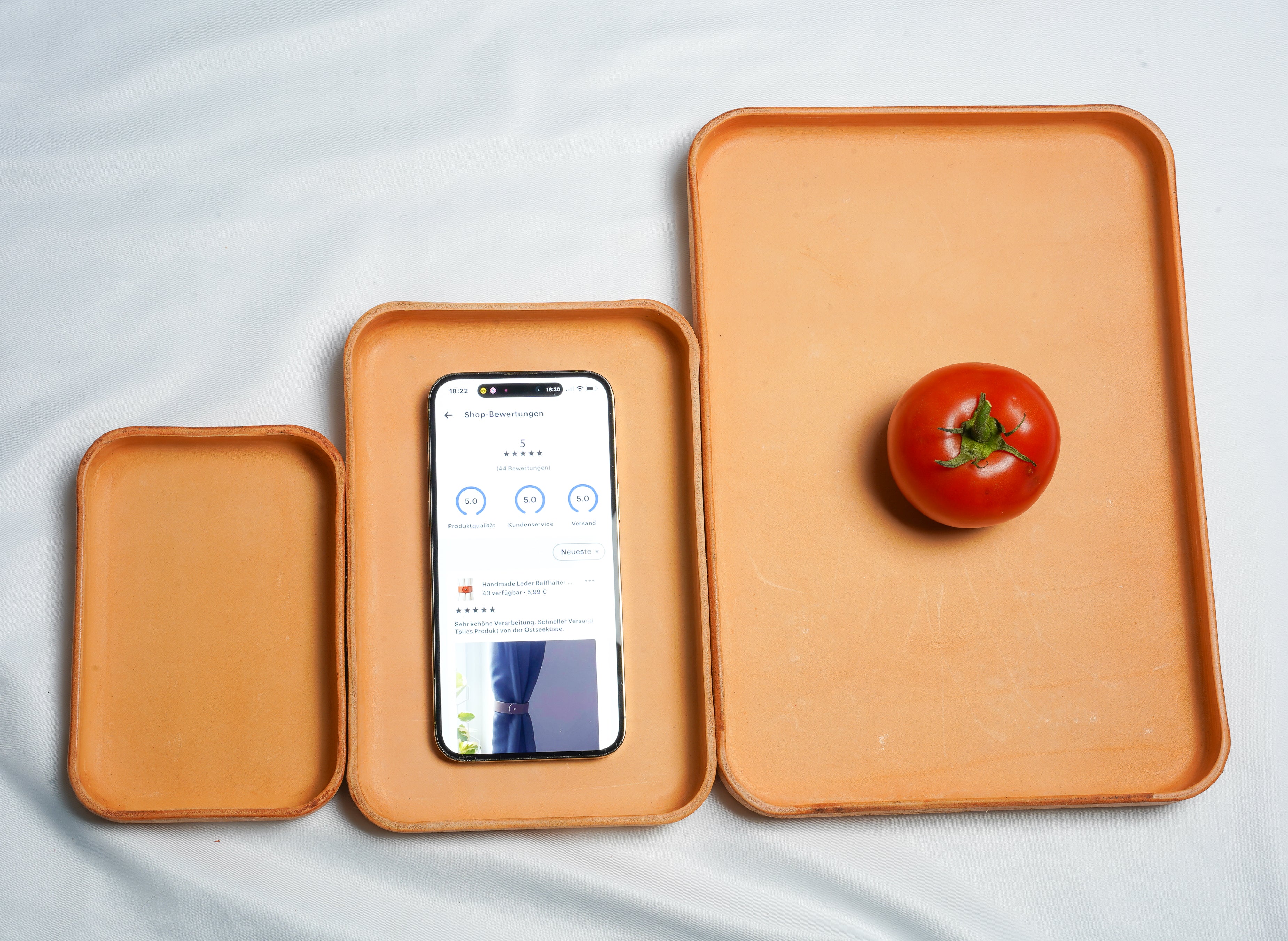 Naturelle Leather Tray Organizer | Valet Tray & Key Holder made of Vegetable-Tanned Leather | Handmade Leather Desk Tray