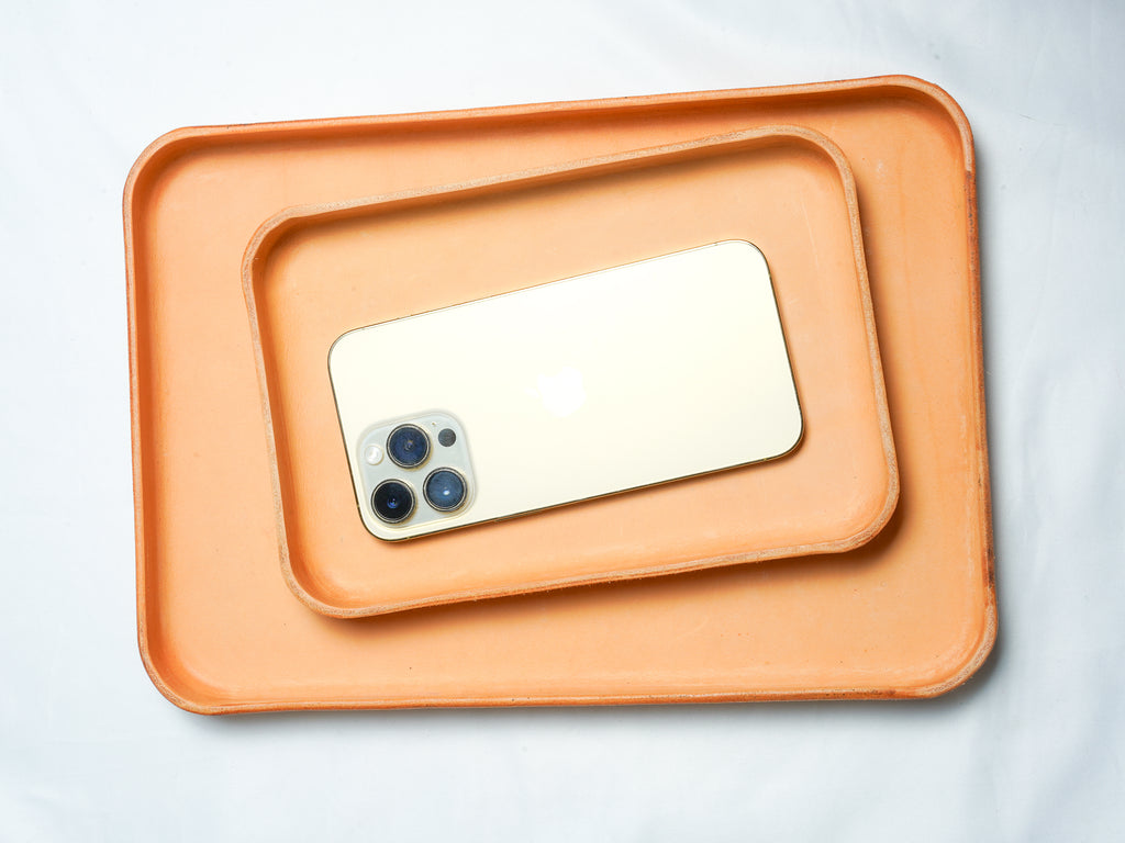 Naturelle Leather Tray Organizer | Valet Tray & Key Holder made of Vegetable-Tanned Leather | Handmade Leather Desk Tray