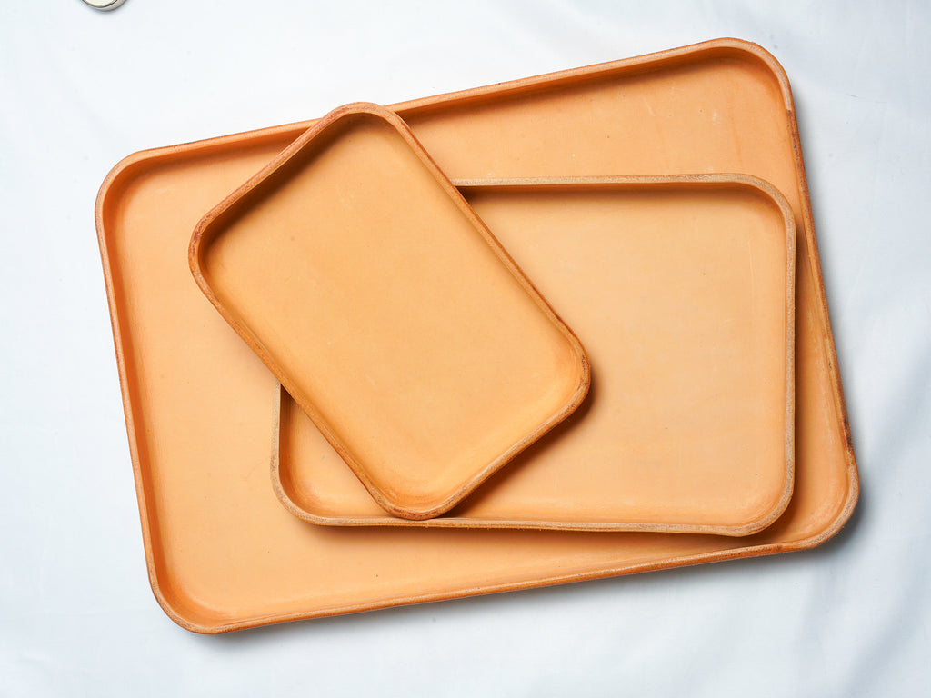 Naturelle Leather Tray Organizer | Valet Tray & Key Holder made of Vegetable-Tanned Leather | Handmade Leather Desk Tray