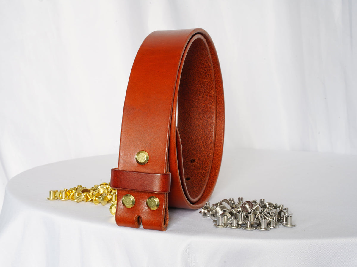 Gürtelriemen ohne Schnalle | Leder vegetabil gegerbt | Cognac | Gürtel- Blank 2-4cm
