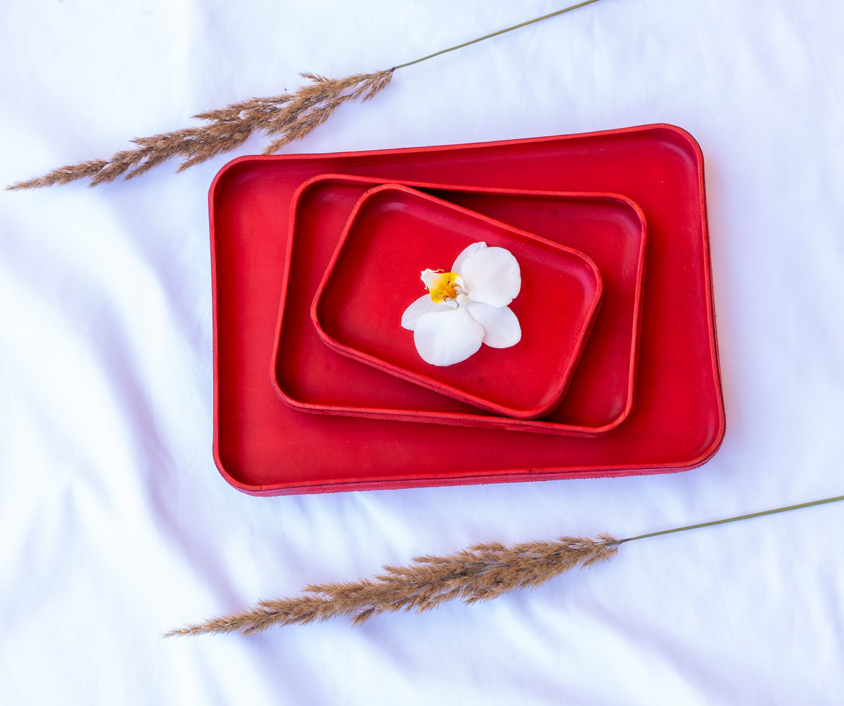 Rotes Ledertray Organizer | Taschenleerer | Buttero-Leder