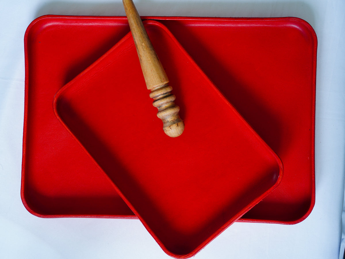 Rotes Ledertray Organizer | Taschenleerer | Buttero-Leder