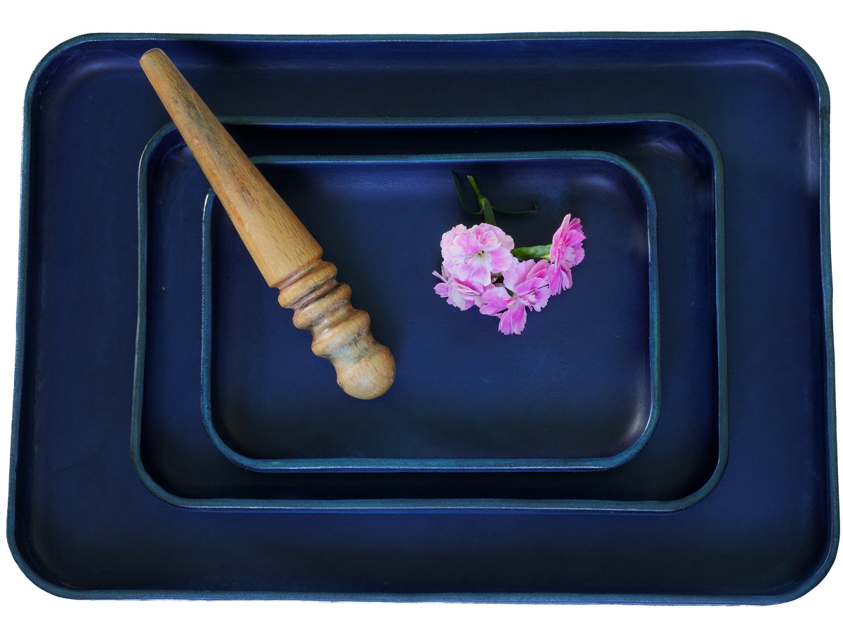 Lederschale Marineblau – Handgefertigte Schlüsselablage | Leder mit Liebe