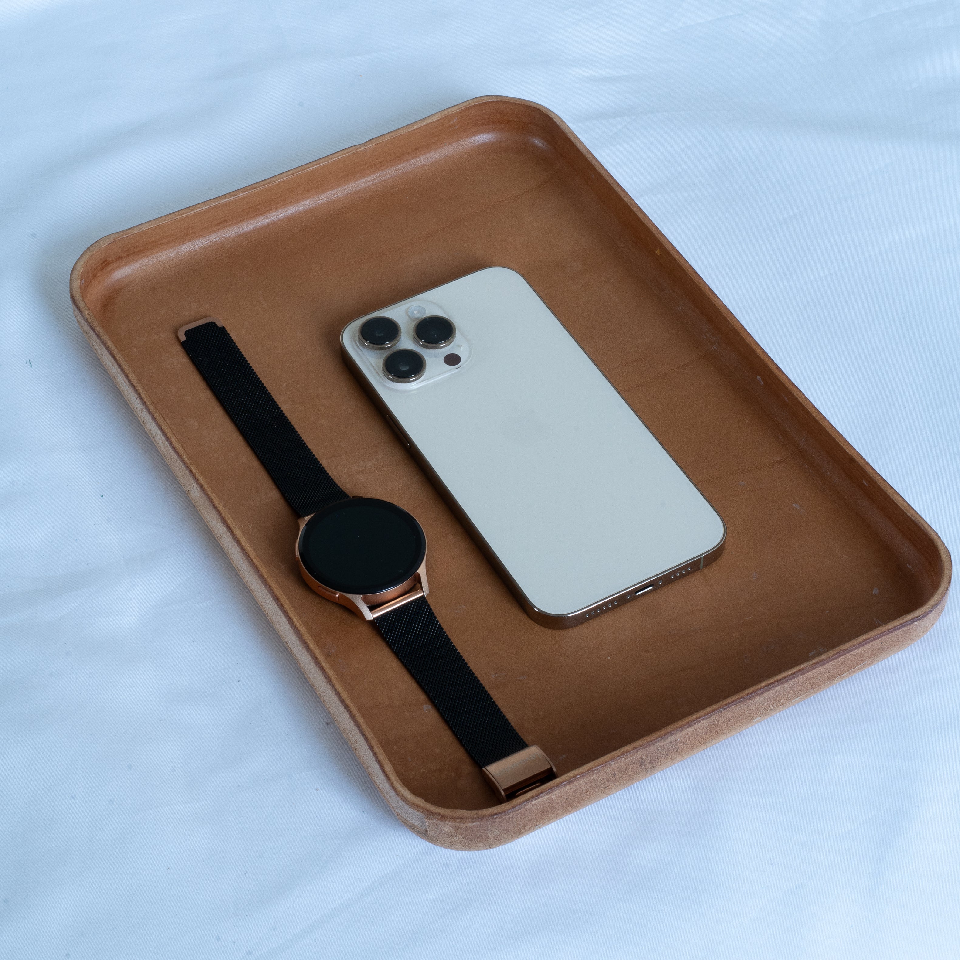 Handmade Leather Tray | Key Tray, Jewelry Tray, Valet Tray | Italian Leather | Caramel