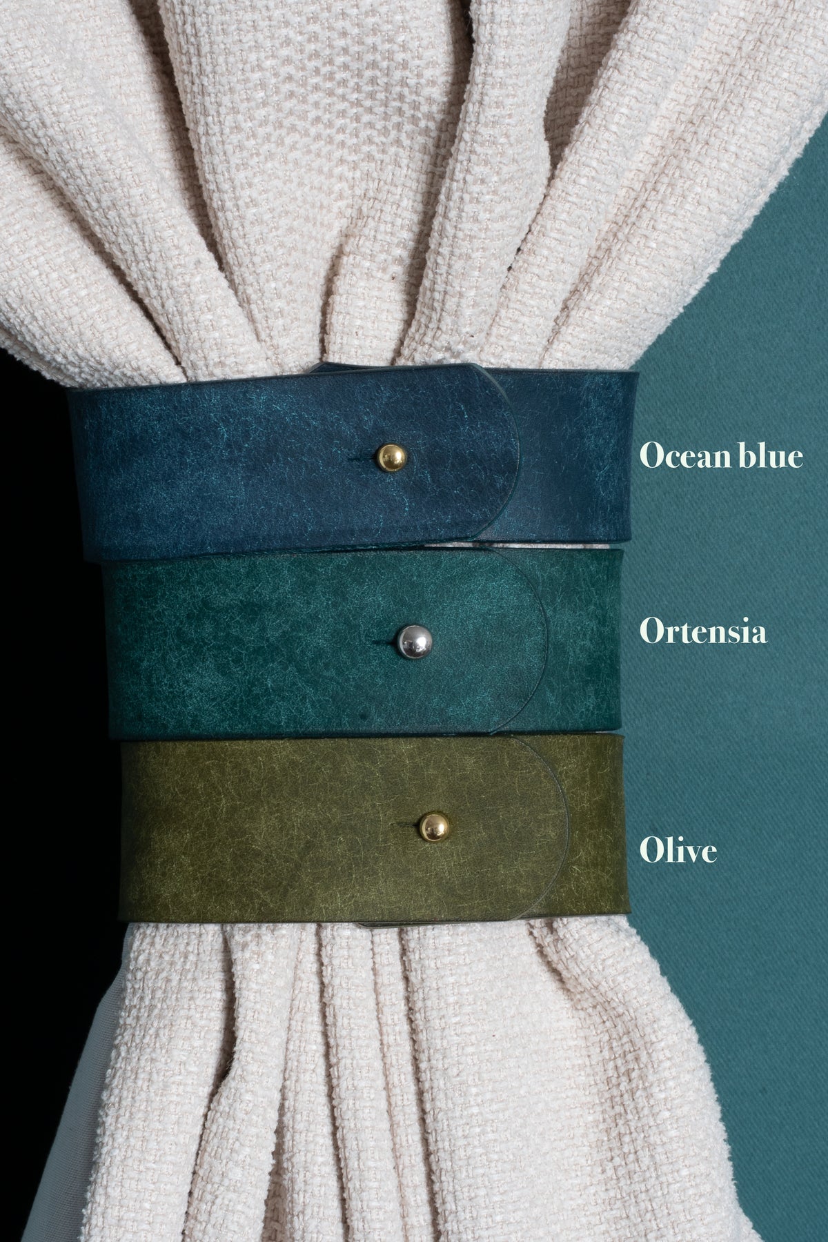 Attaches de rideaux en cuir faites à la main | Cuir tanné végétal | 20-30cm | Sans perçage | Embrasses de rideaux | Remise sur quantité jusqu'à 20%