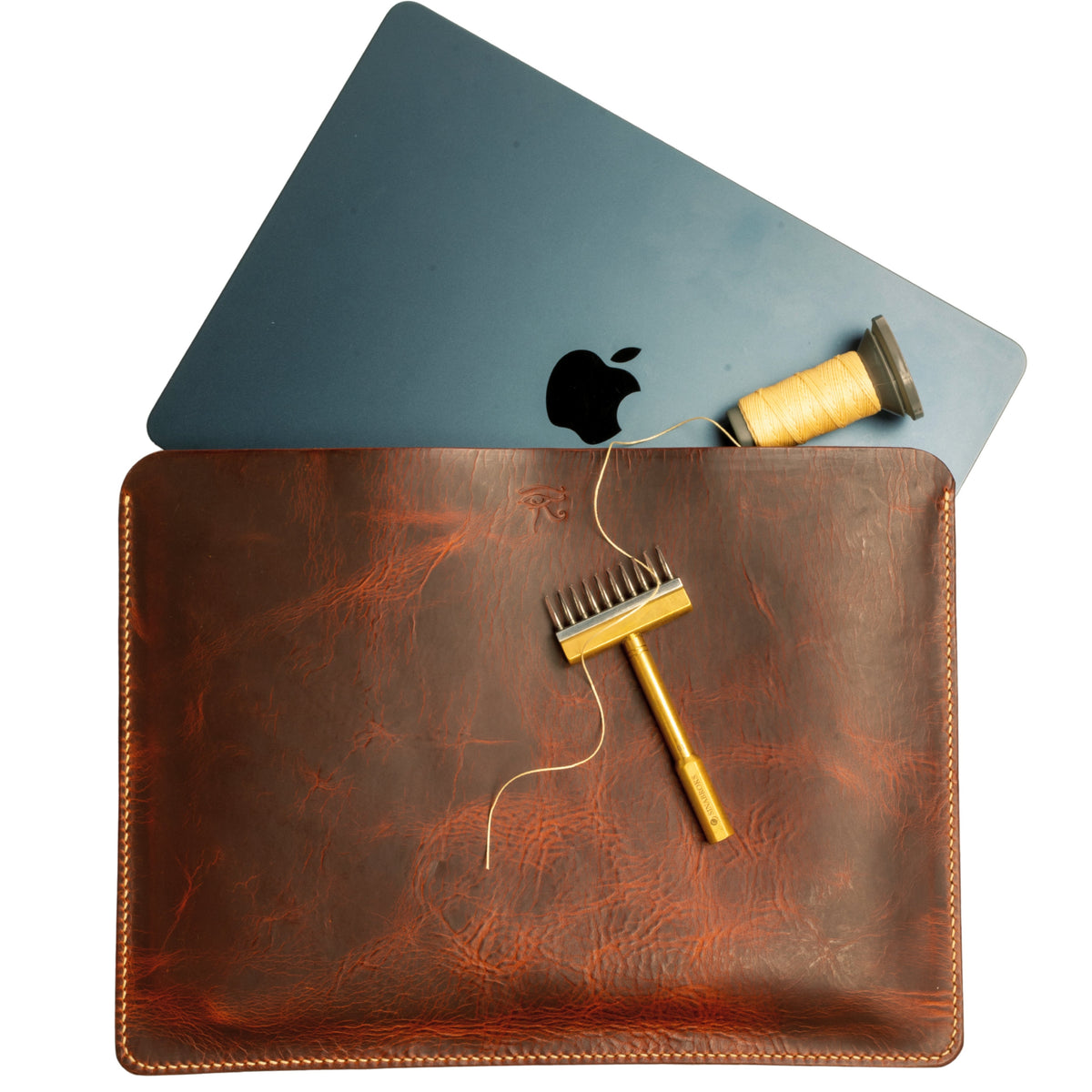 Hand-stitched leather MacBook case | Leather case for Air Pro 13, 14, 15, 16 | Tuscan leather | Badalassi Carlo