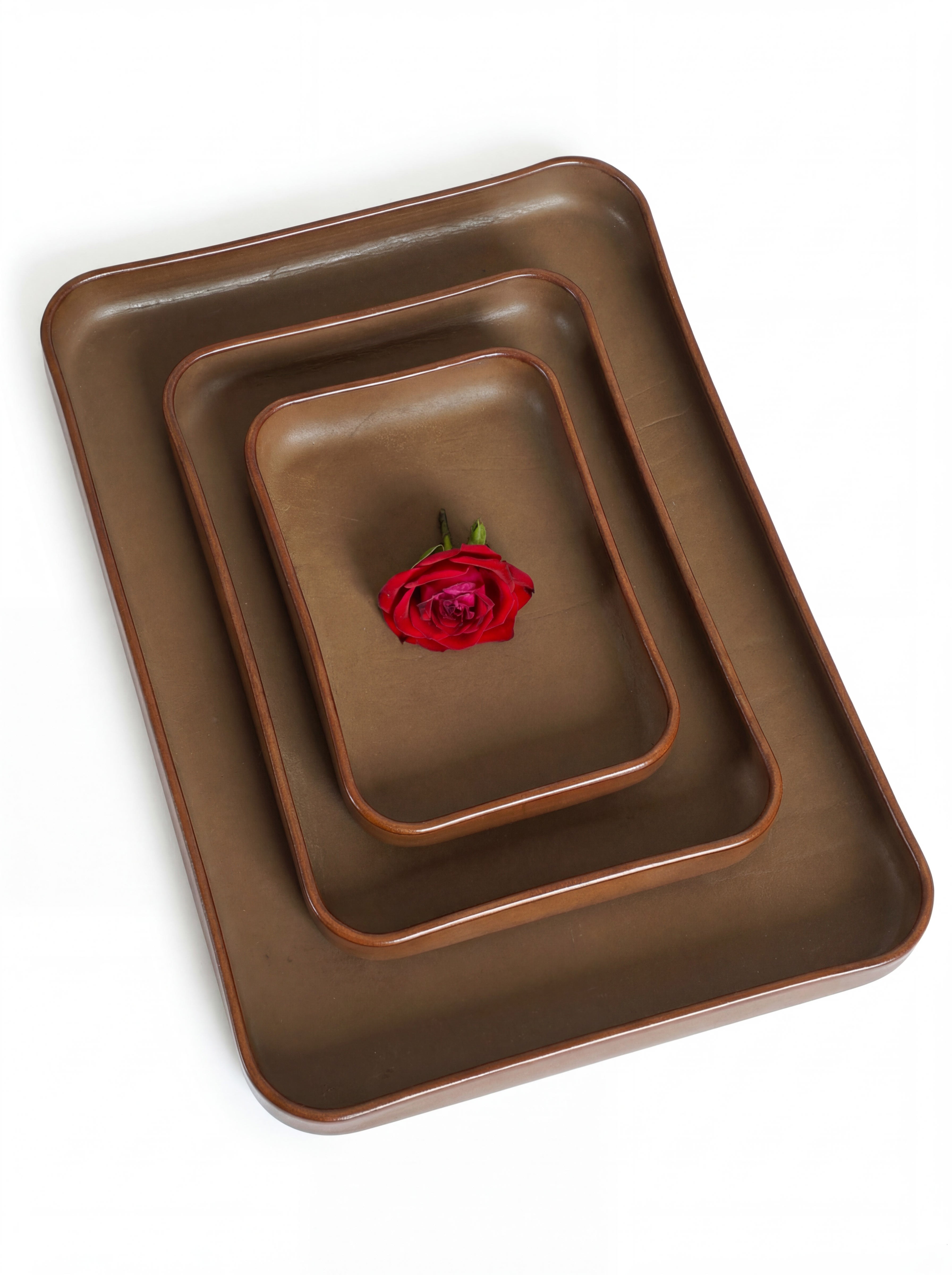 Grey Leather Tray Organizer | Valet Tray & Key Holder Made of Vegetable-Tanned Leather | Handmade Leather Desk Tray (Copy)