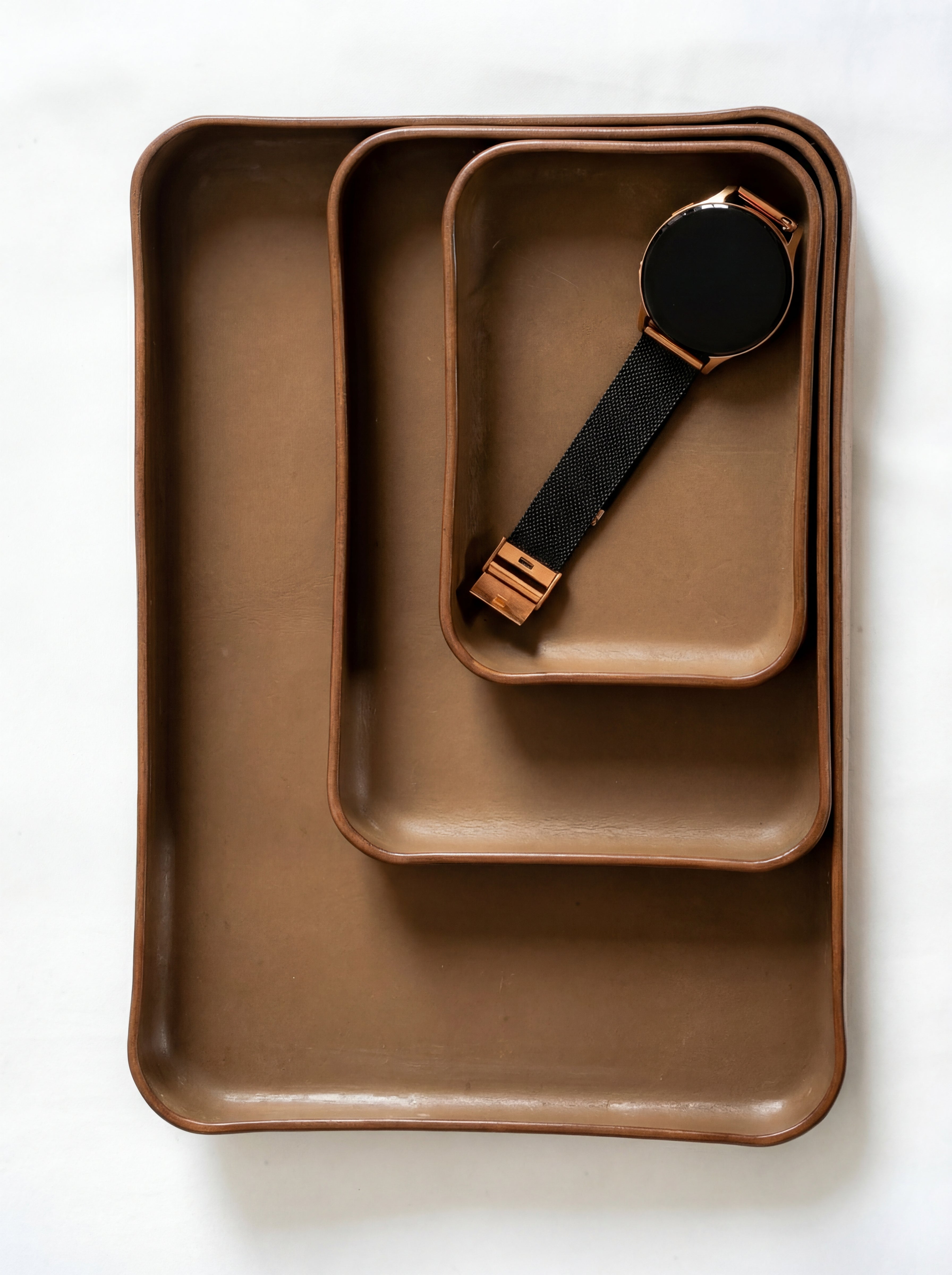 Grey Leather Tray Organizer | Valet Tray & Key Holder Made of Vegetable-Tanned Leather | Handmade Leather Desk Tray (Copy)