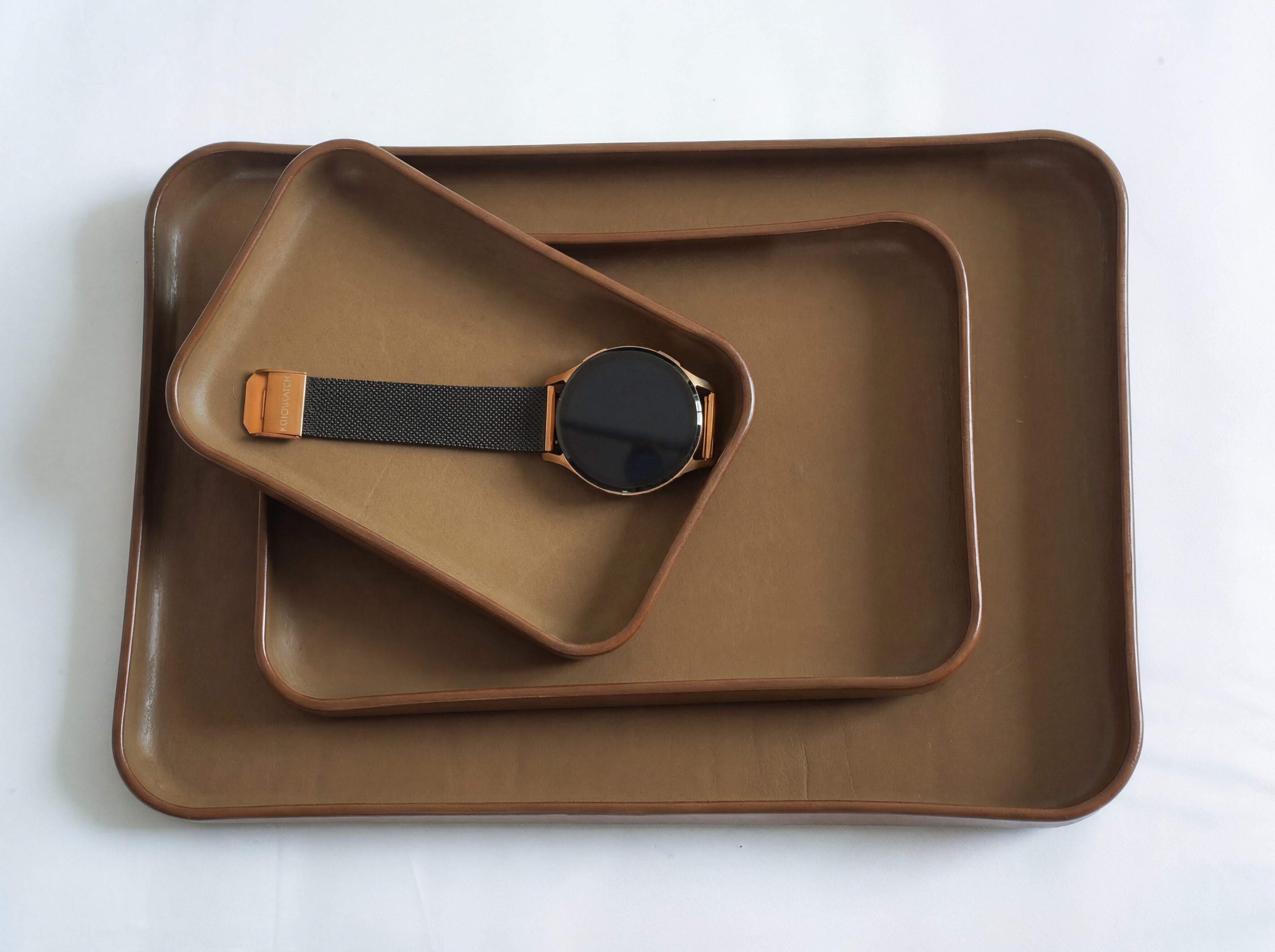 Grey Leather Tray Organizer | Valet Tray & Key Holder Made of Vegetable-Tanned Leather | Handmade Leather Desk Tray (Copy)