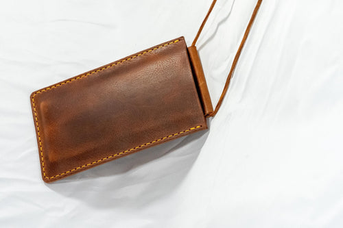 Artisan Italian Leather Phone Crossbody – Slim Card Holder Pouch for iPhone | Handmade