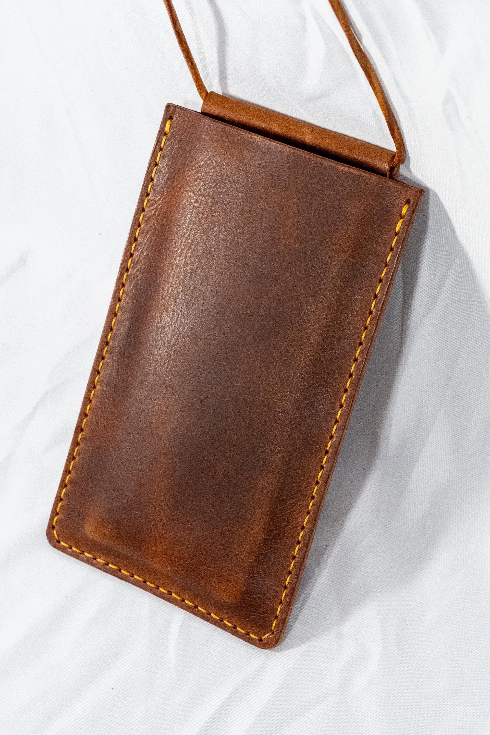 Artisan Italian Leather Phone Crossbody – Slim Card Holder Pouch for iPhone | Handmade