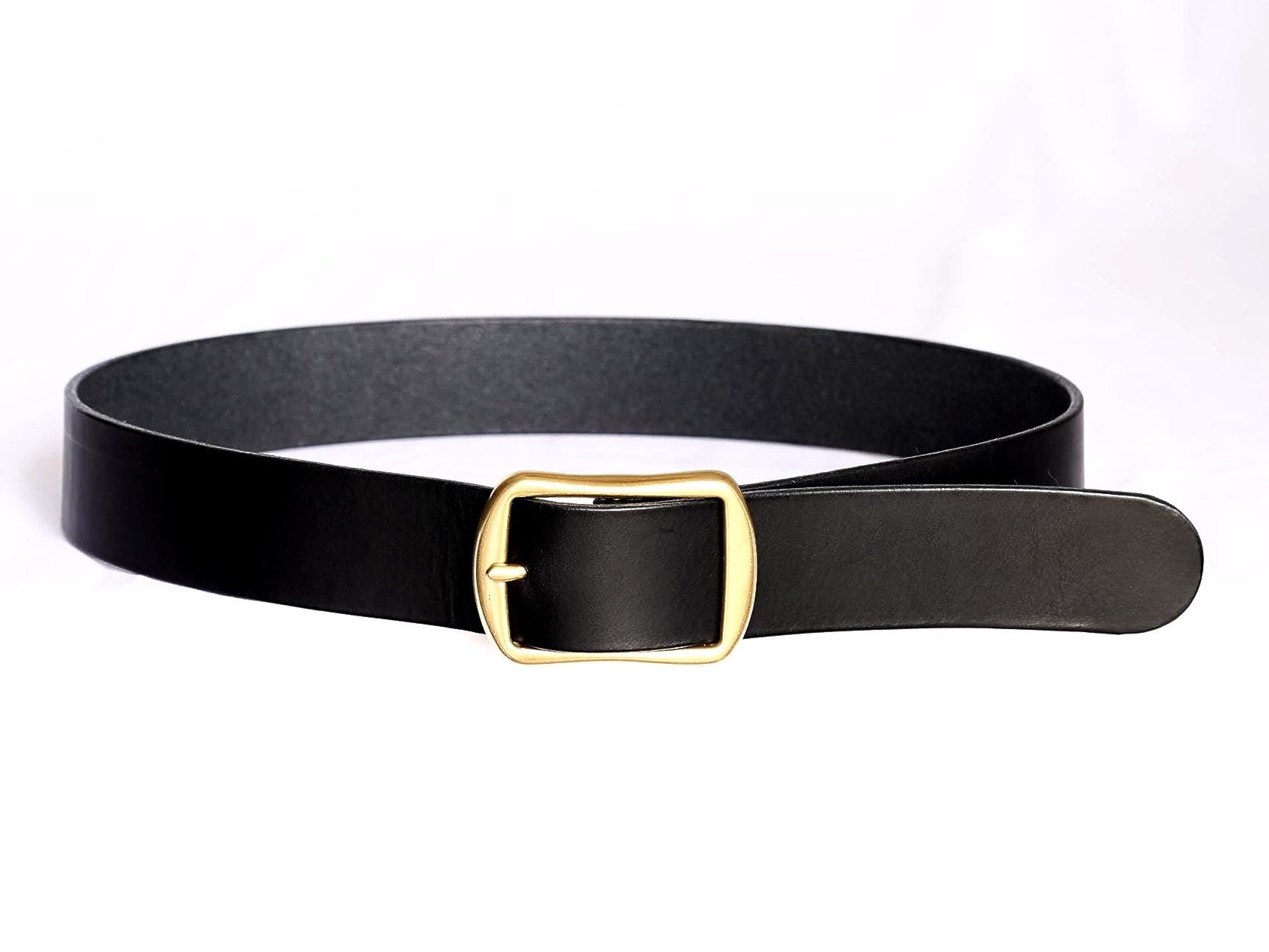leather belt Handmade vegetable tanned Italian leather Polished Brass Buckle