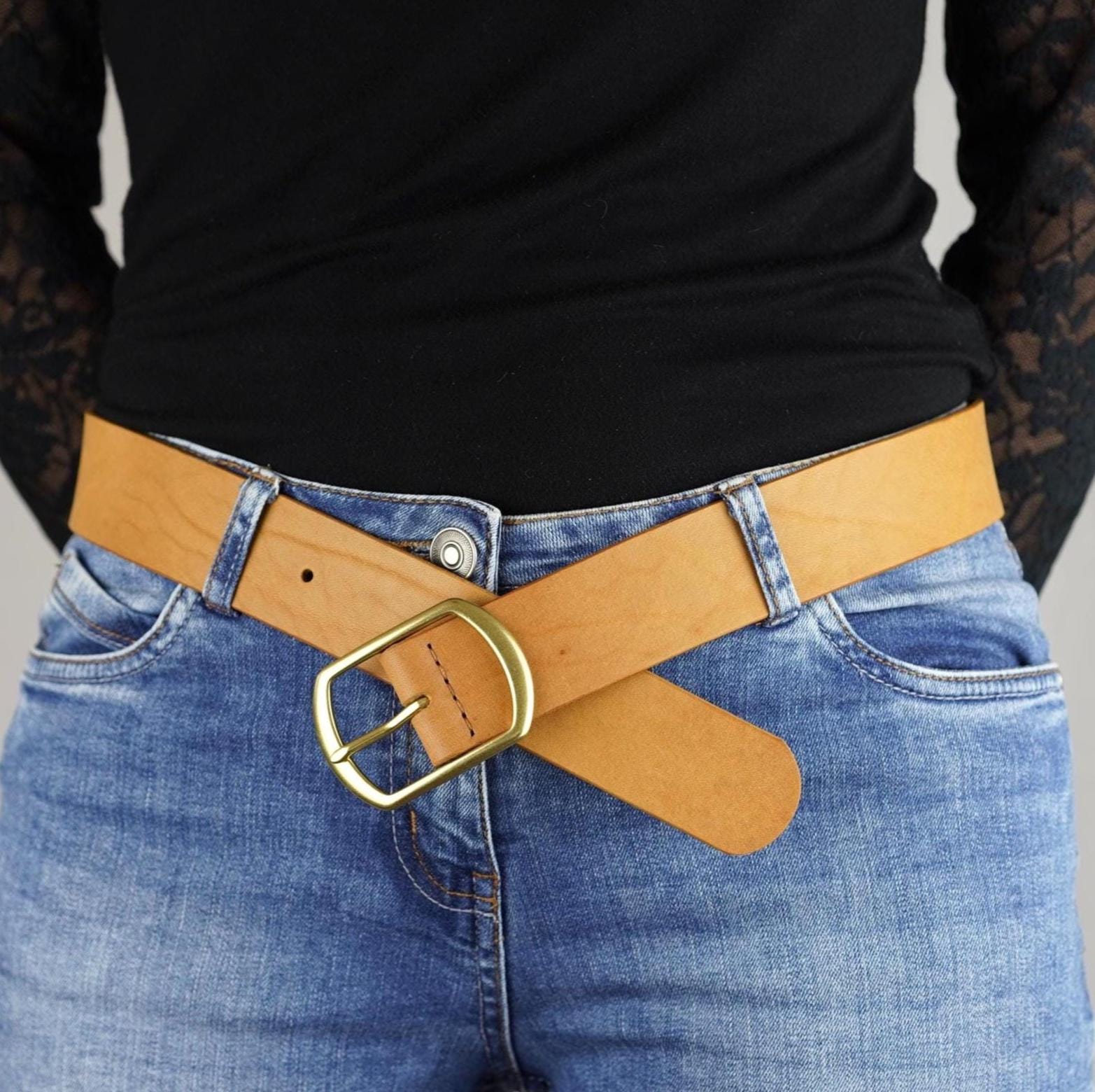 Custom-Made Leather Belt for women belt handmade women's leather belt | 3,8 cm jeans belt Vintage leather belt | Gift for her Luxury belt