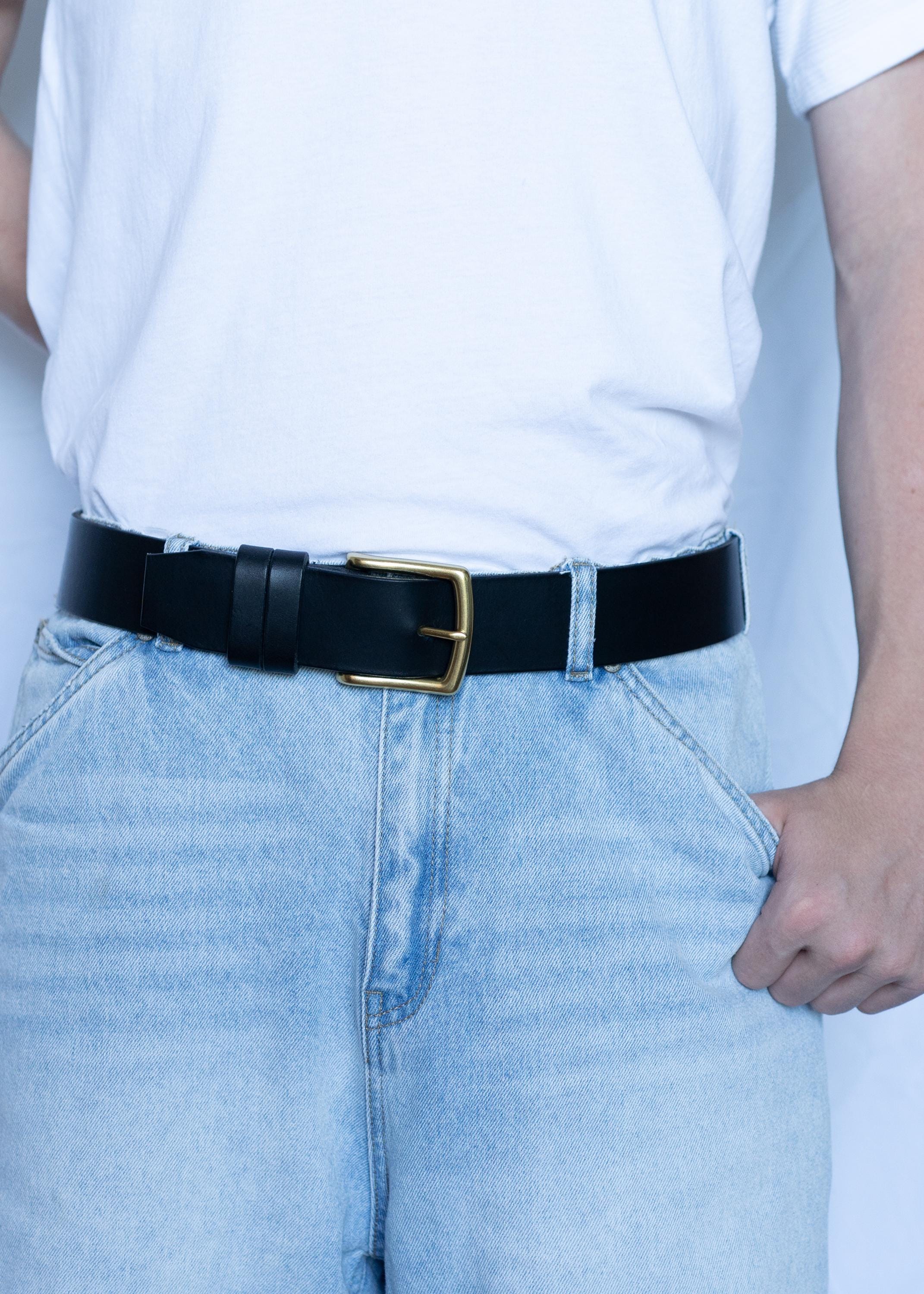 Men leather belt costum-made belt for men leather belt vintage leather black belt / 3,8 cm leather belt