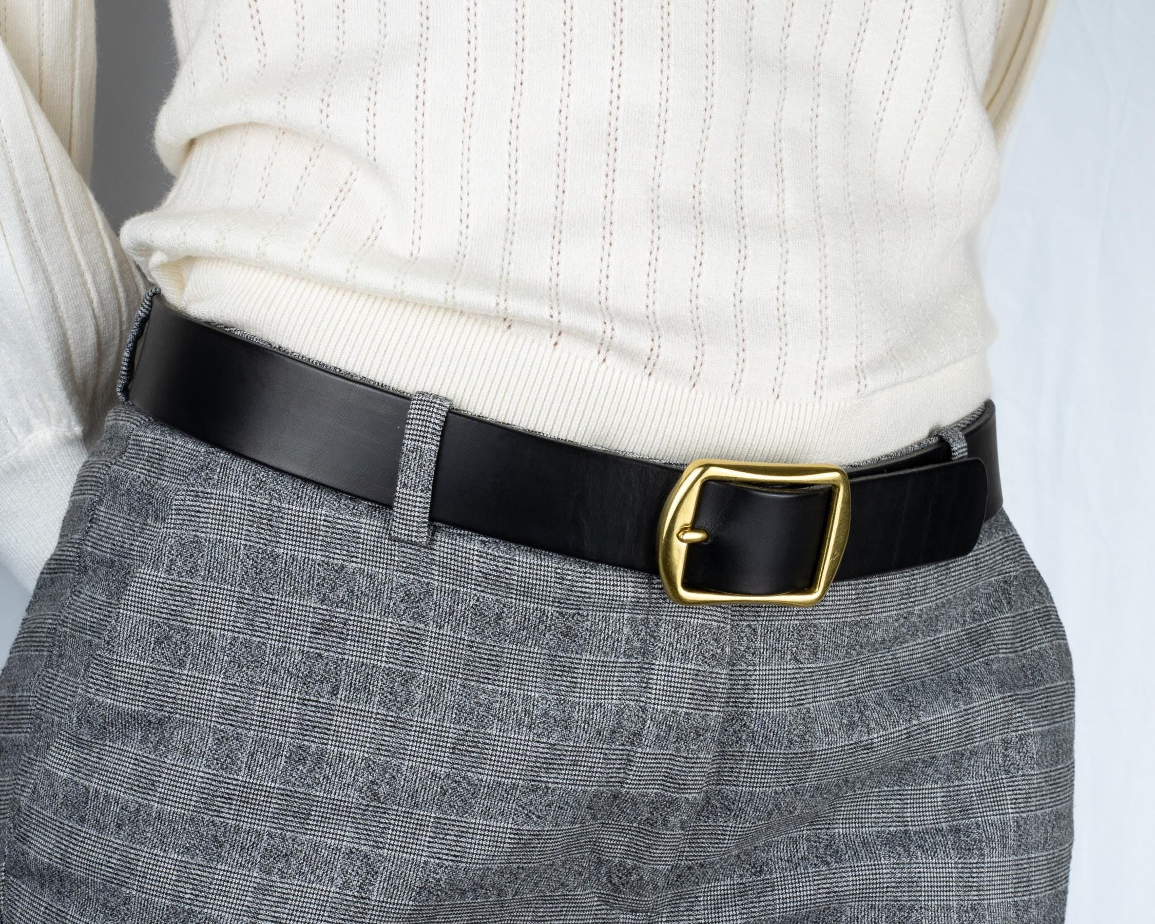 leather belt Handmade vegetable tanned Italian leather Polished Brass Buckle