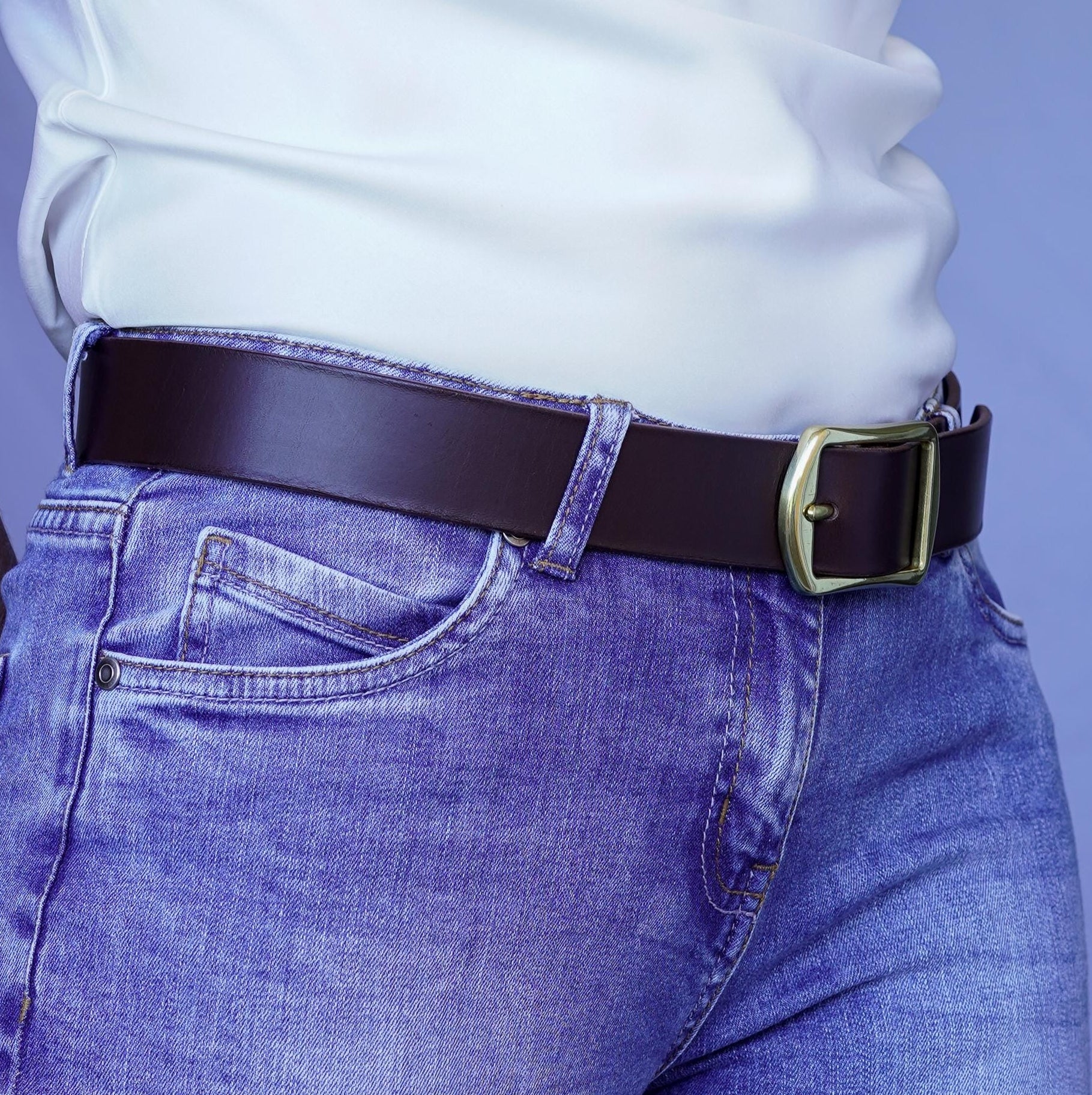 leather belt Handmade vegetable tanned Italian leather Polished Brass Buckle