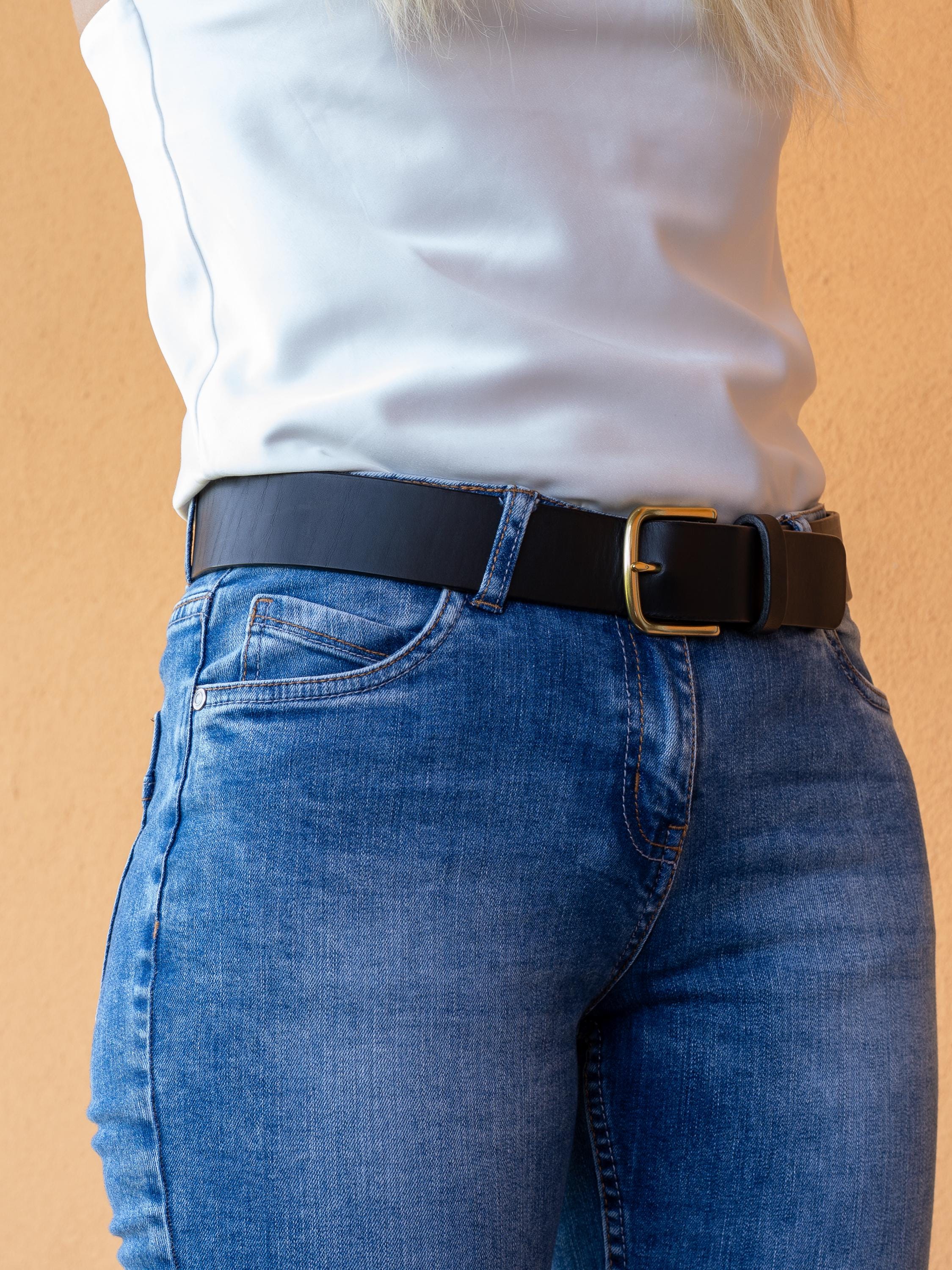 women leather belt costum-made belt for women leather belt vintage leather black belt brown / 3,8 cm made to order leather belt