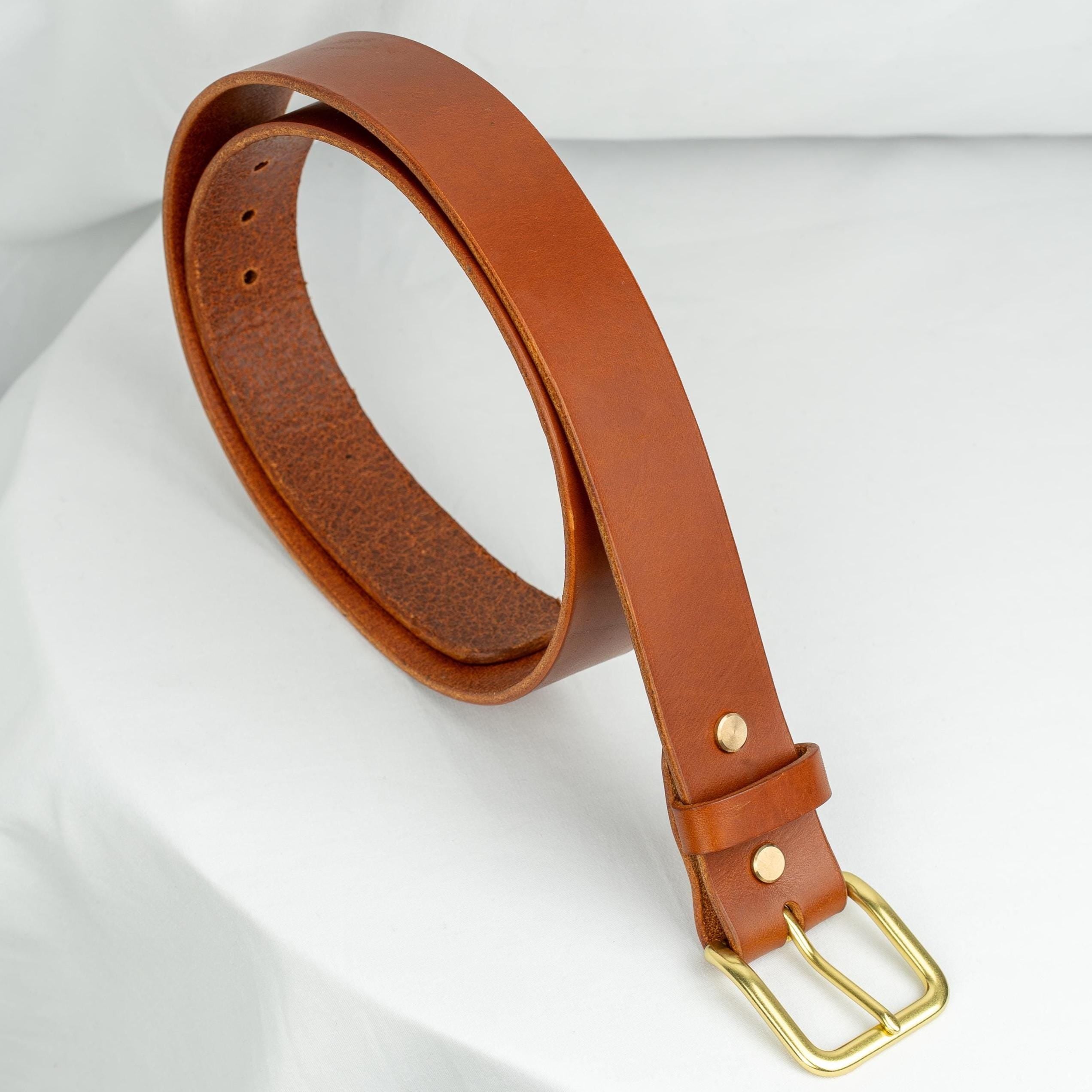 Women Men Leather Belt Custom | 3.8cm Vegetable Tanned | Unisex Jeans Belt | Jeans Belt | Cognac Belt