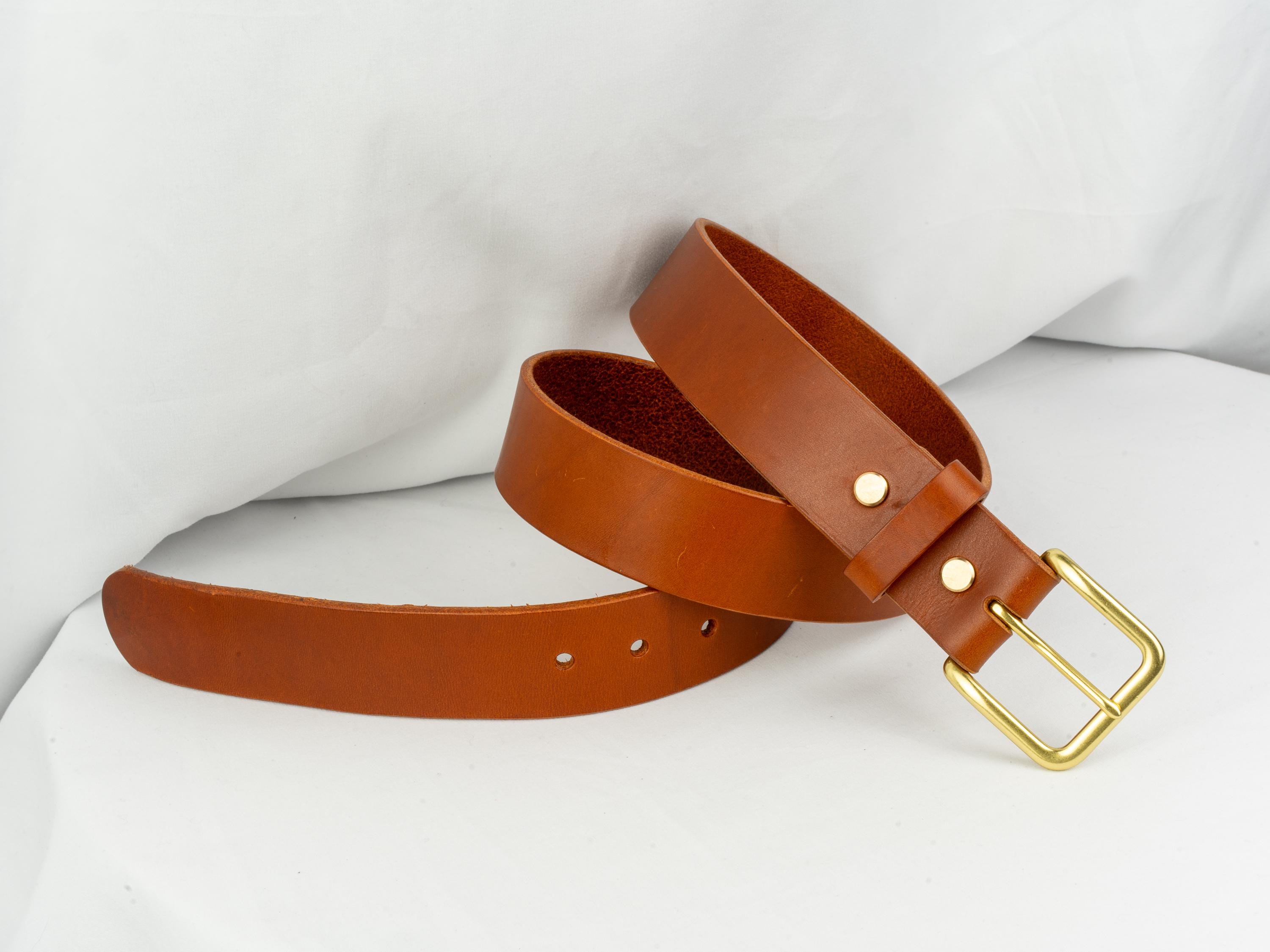 Women Men Leather Belt Custom | 3.8cm Vegetable Tanned | Unisex Jeans Belt | Jeans Belt | Cognac Belt
