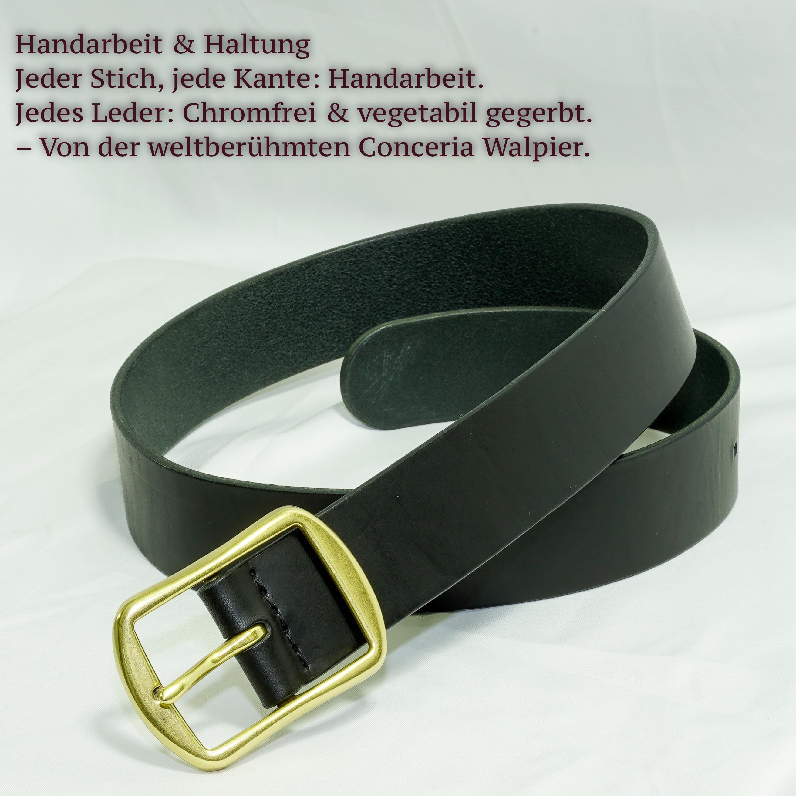 Handmade Leather Belt for Women from Vegetable-Tanned Premium Leather | Handcrafted 3.5 cm Belt | Black or Brown Belt | Natural Leather