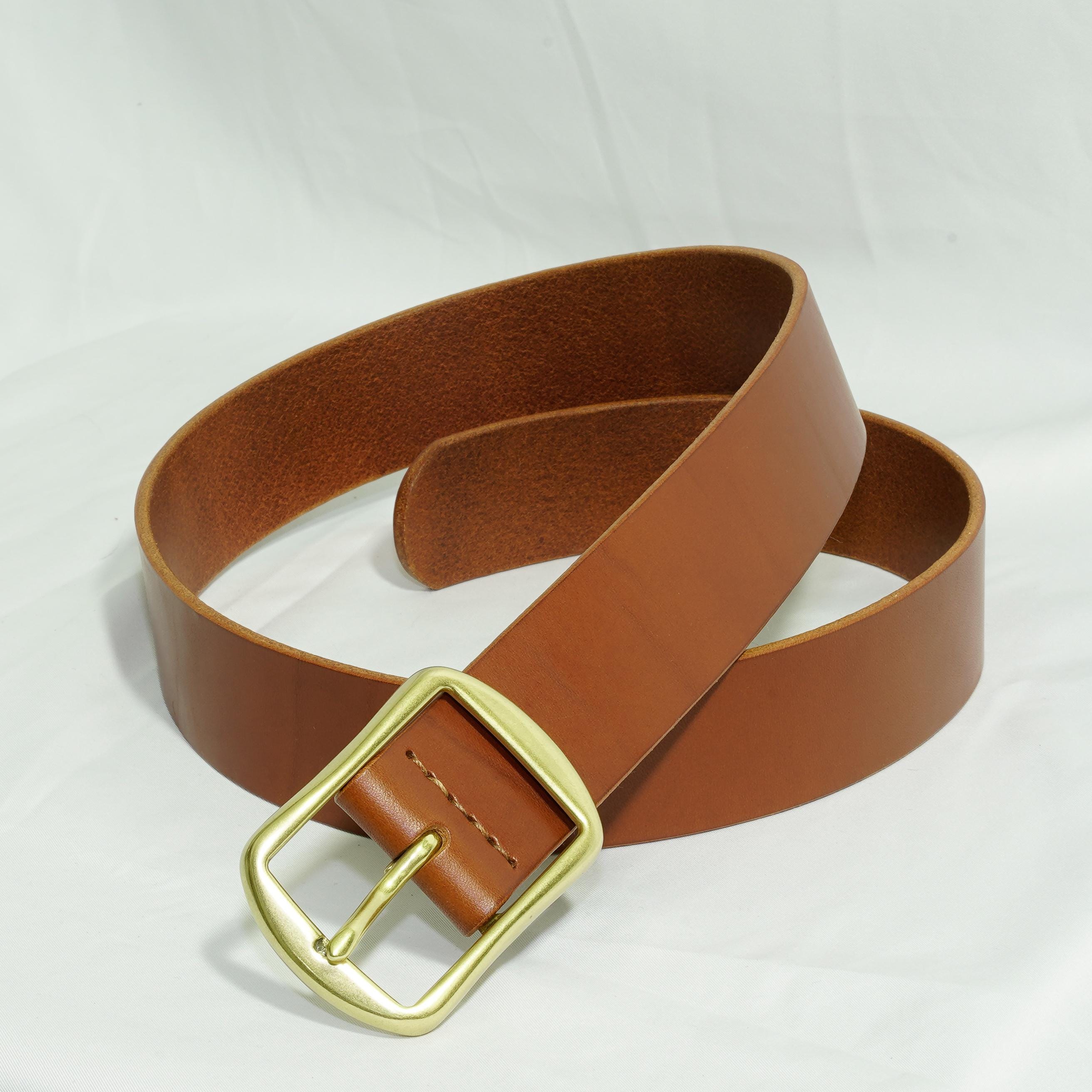 Handmade Leather Belt for Women from Vegetable-Tanned Premium Leather | Handcrafted 3.5 cm Belt | Black or Brown Belt | Natural Leather