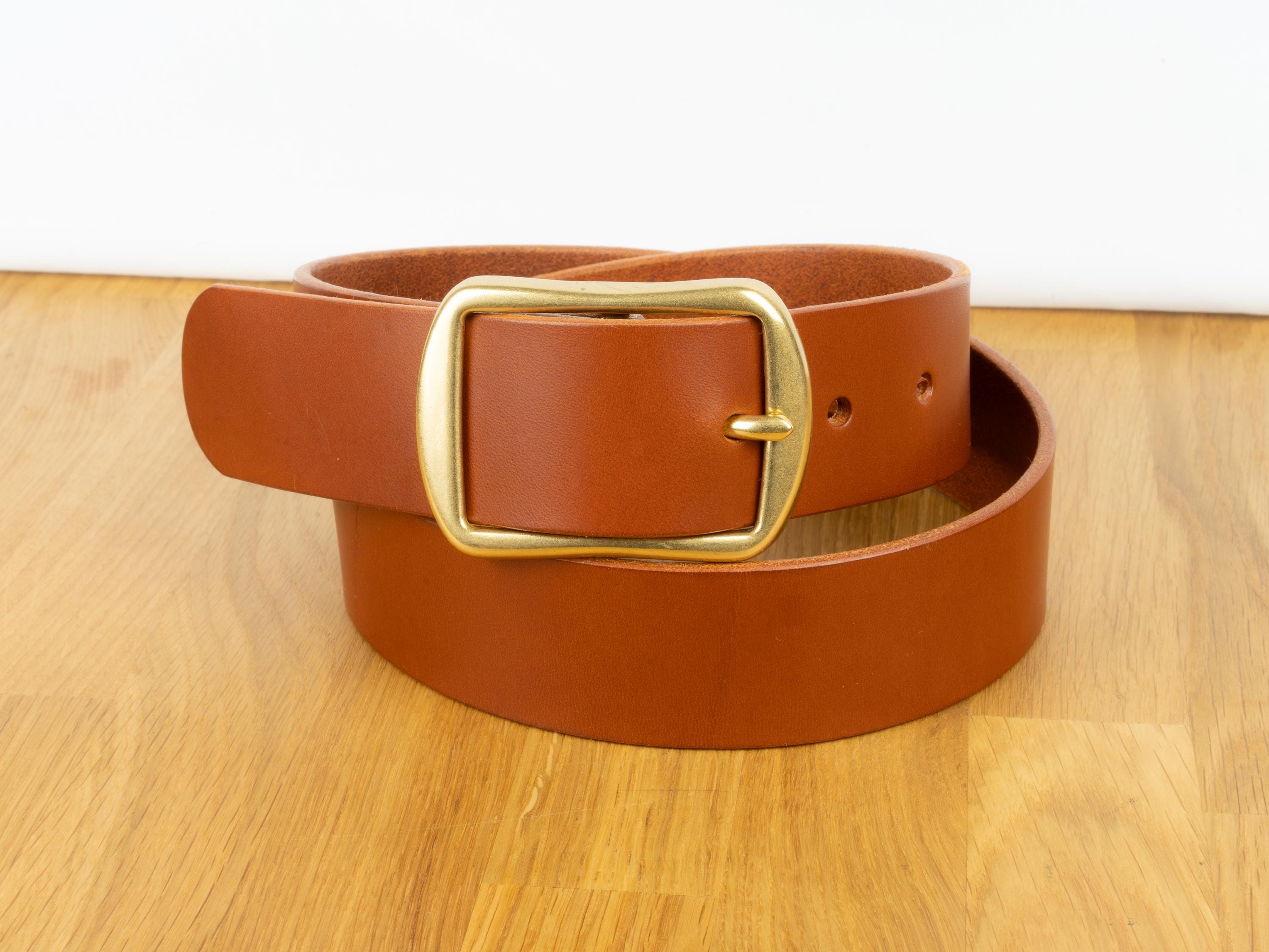 Handmade Leather Belt for Women from Vegetable-Tanned Premium Leather | Handcrafted 3.5 cm Belt | Black or Brown Belt | Natural Leather