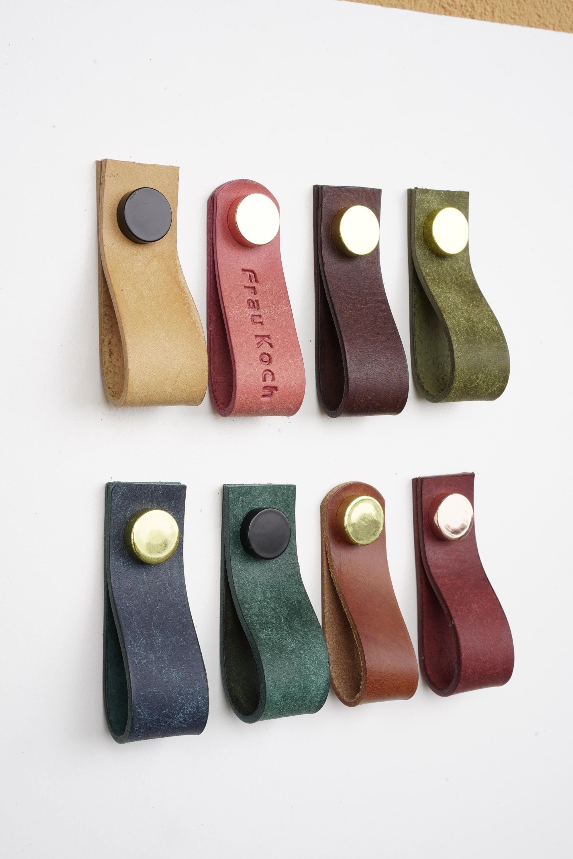 Handmade Leather Handles | Drawer Pulls & Cabinet Knobs | For IKEA Pax Kallax Hemnes | Vegetable Tanned Leather | Made in Germany