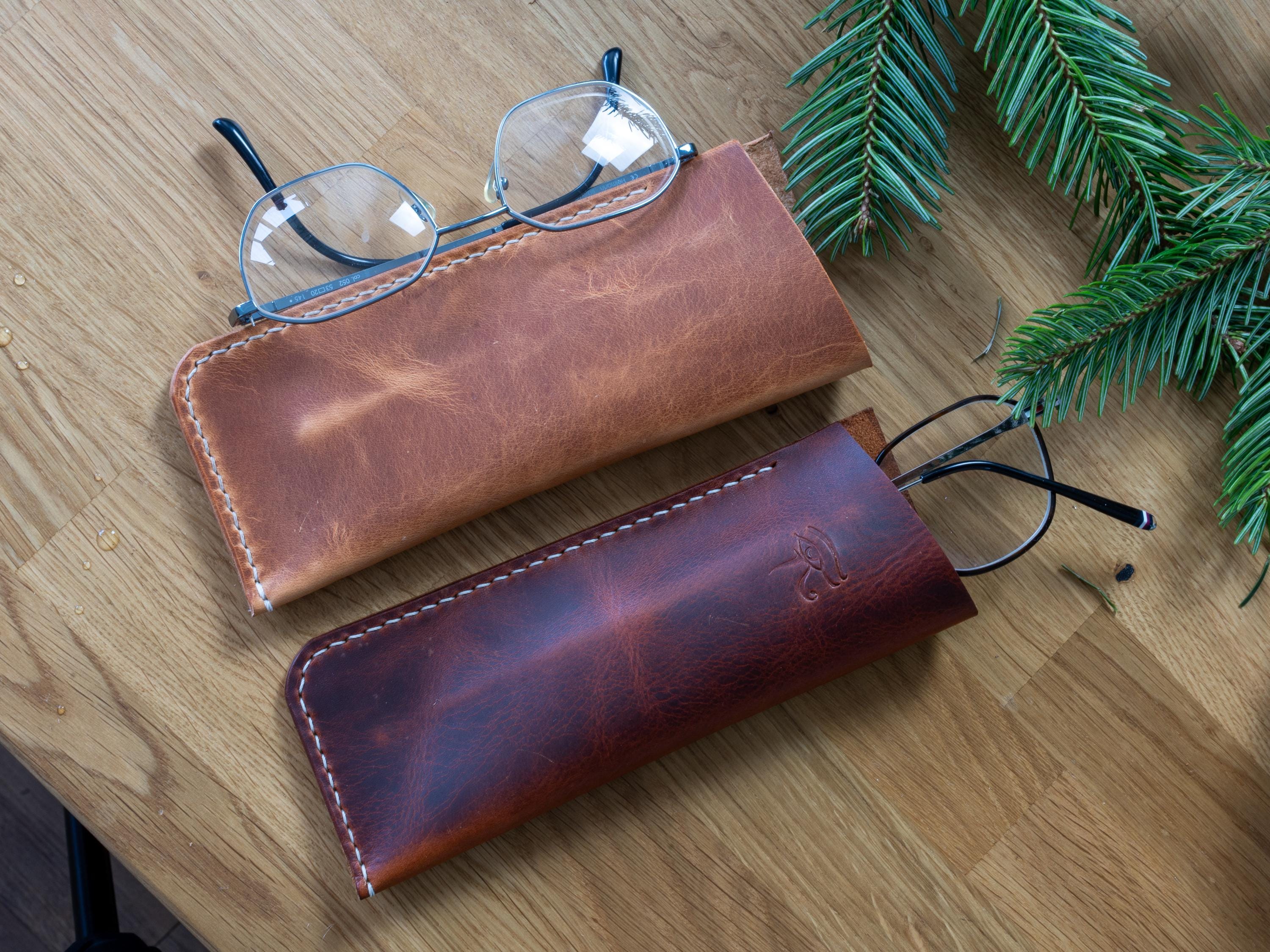 Leder Brillenetui aus pflanzlich gegerbtem Leder | Qualitätsleder von Badalassi Carlo | Lederetui für Brille | Handgenäht