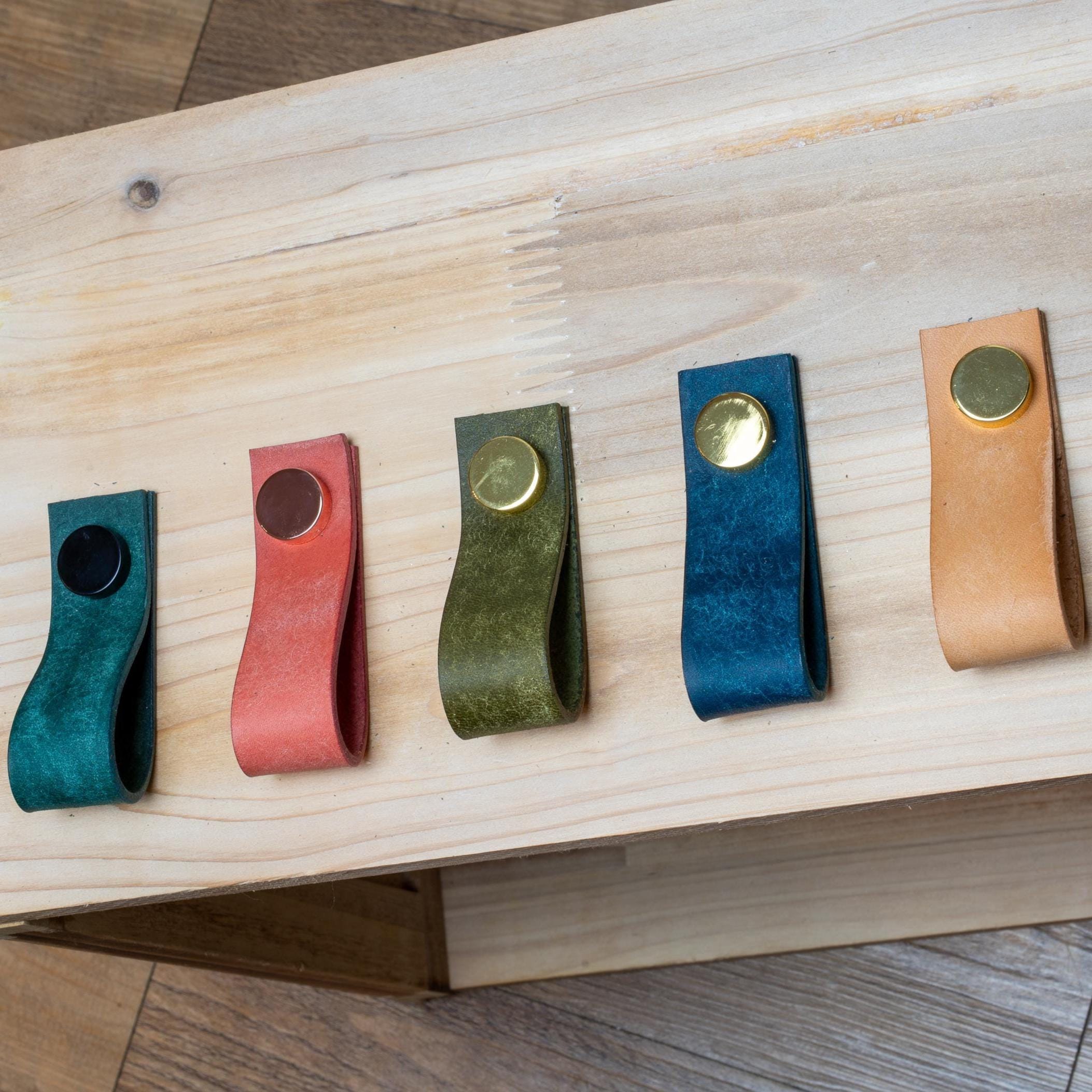 Handmade Leather Handles | Drawer Pulls & Cabinet Knobs | For IKEA Pax Kallax Hemnes | Vegetable Tanned Leather | Made in Germany