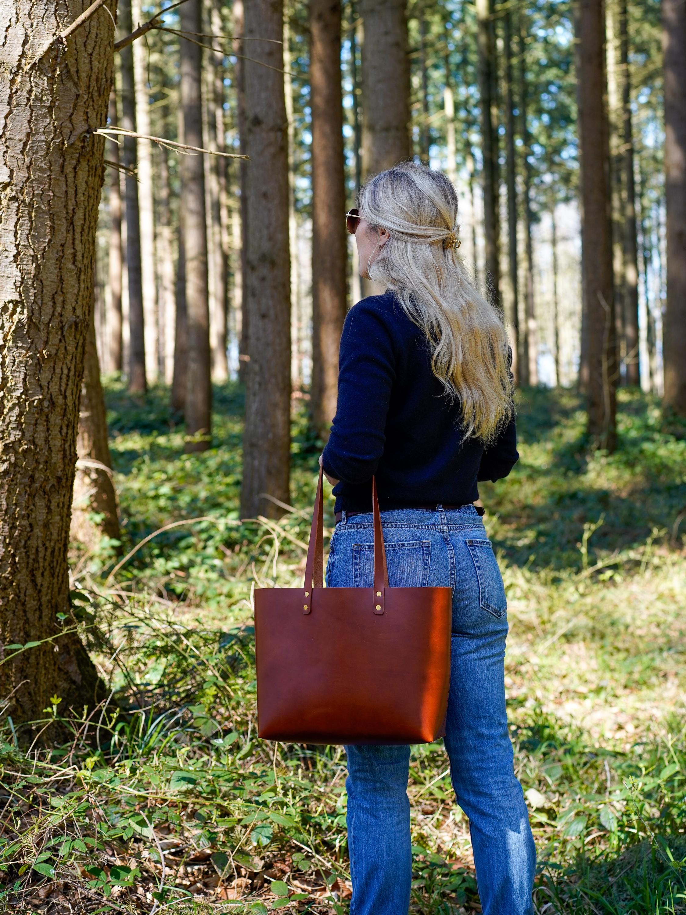 Large Leather Tote Bag for Women Leather Shopper - Shoulder Bag & Crossbody Purse - Roomy Market Tote Bag XXL
