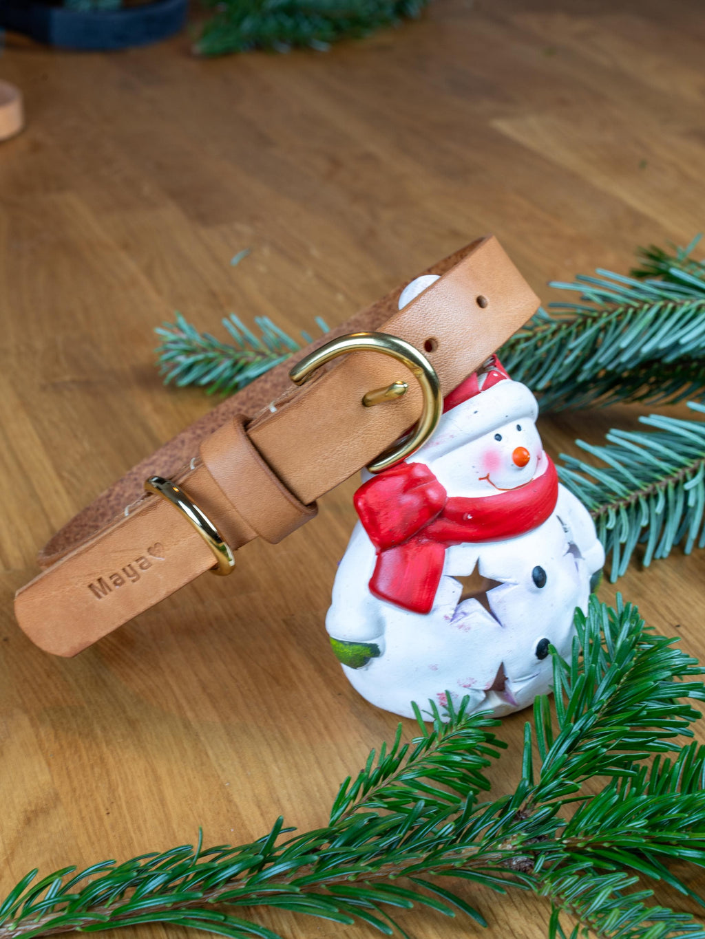 Handgefertigtes Leder Hundehalsband | Pflanzlich Gegerbtes Premium Leder | Namensgravur | Messing Hardware | Geschenk für Hunde