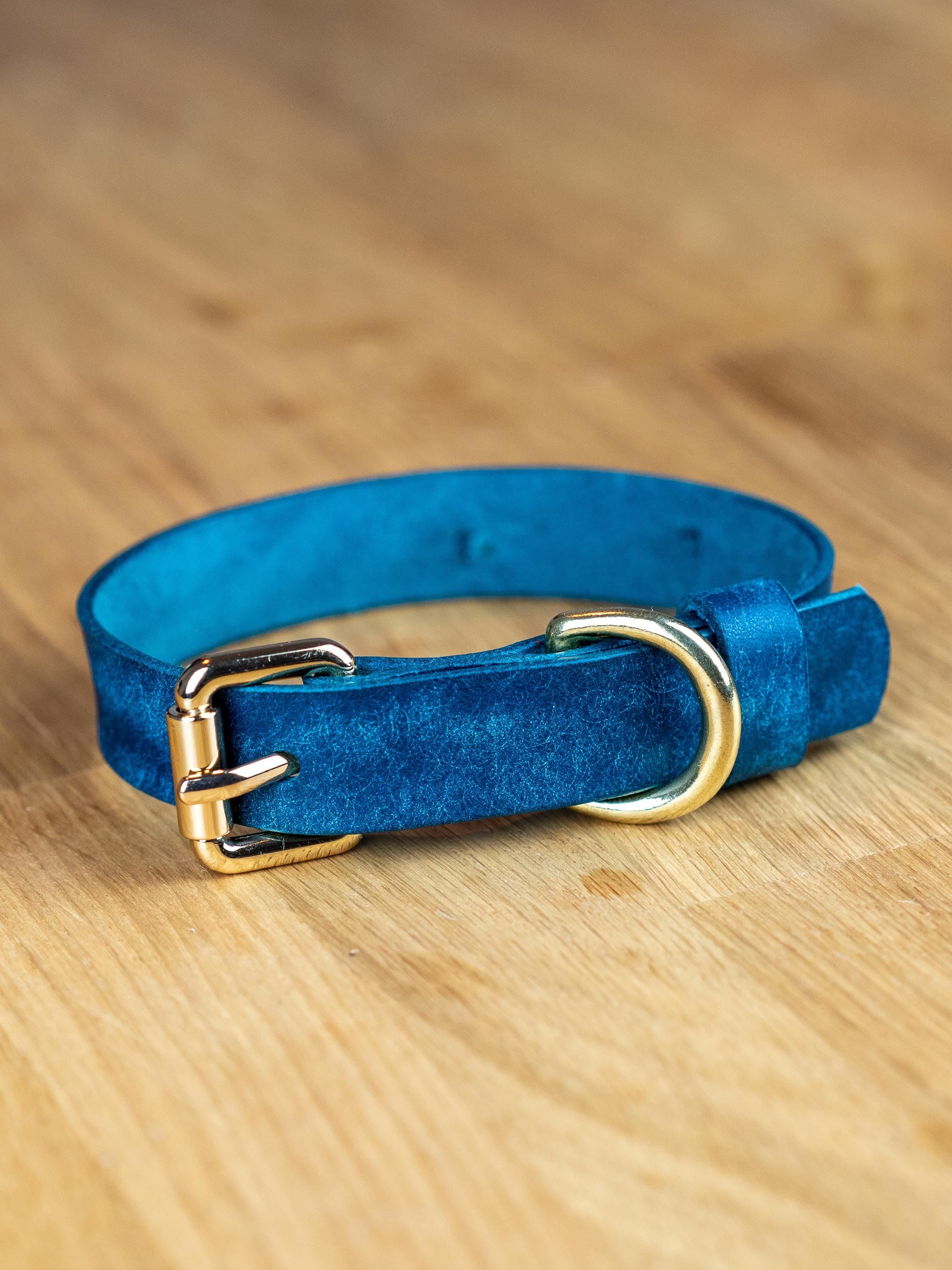 Handgefertigtes Leder Hundehalsband | Pflanzlich Gegerbtes Premium Leder | Namensgravur | 1,6, 2,5 cm Halsband | Geschenk für Hunde