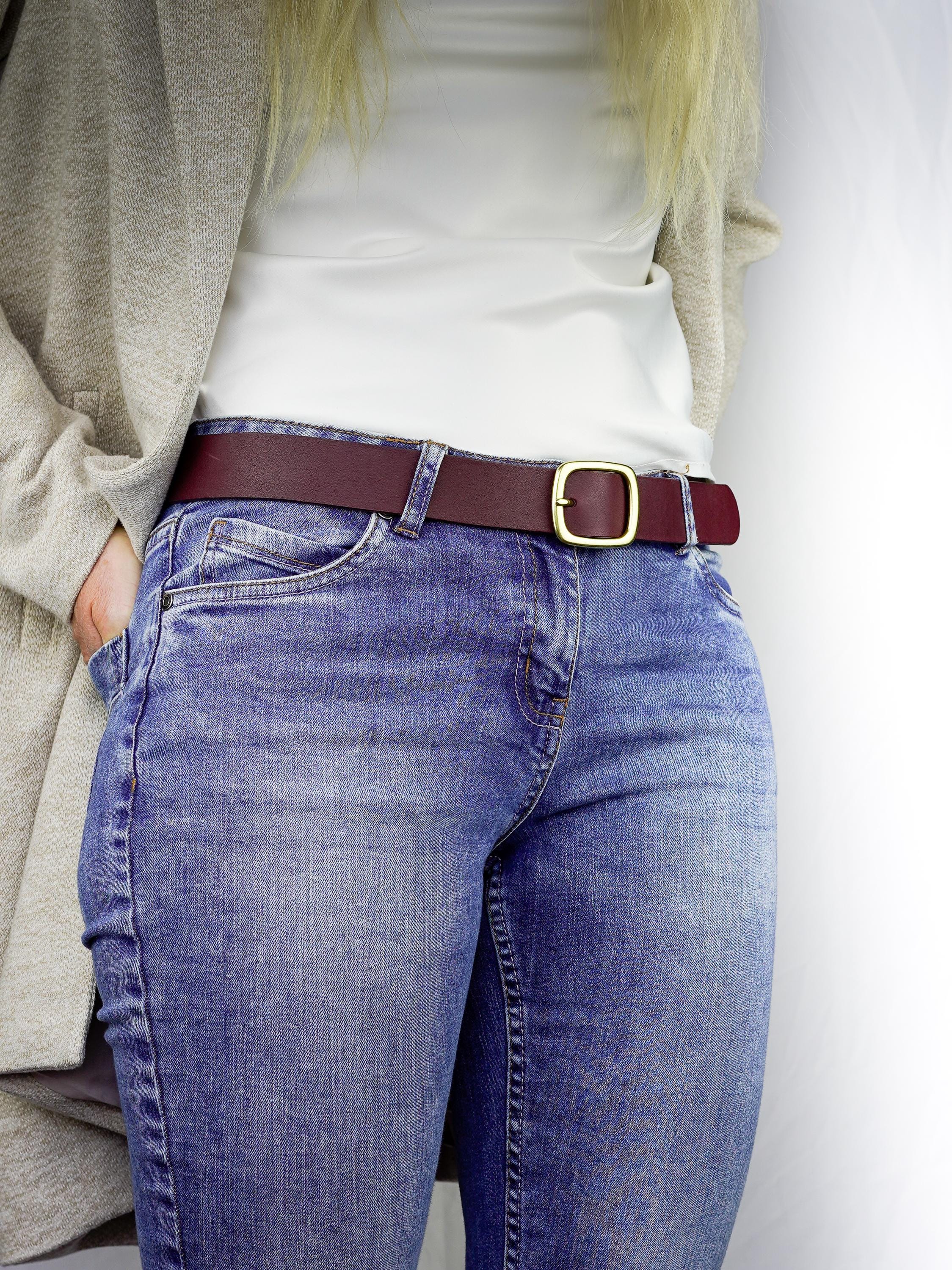 Custom-Made Leather Belt for women belt handmade women's leather belt | 3,8 cm jeans belt Vintage leather belt | Gift for her Luxury belt