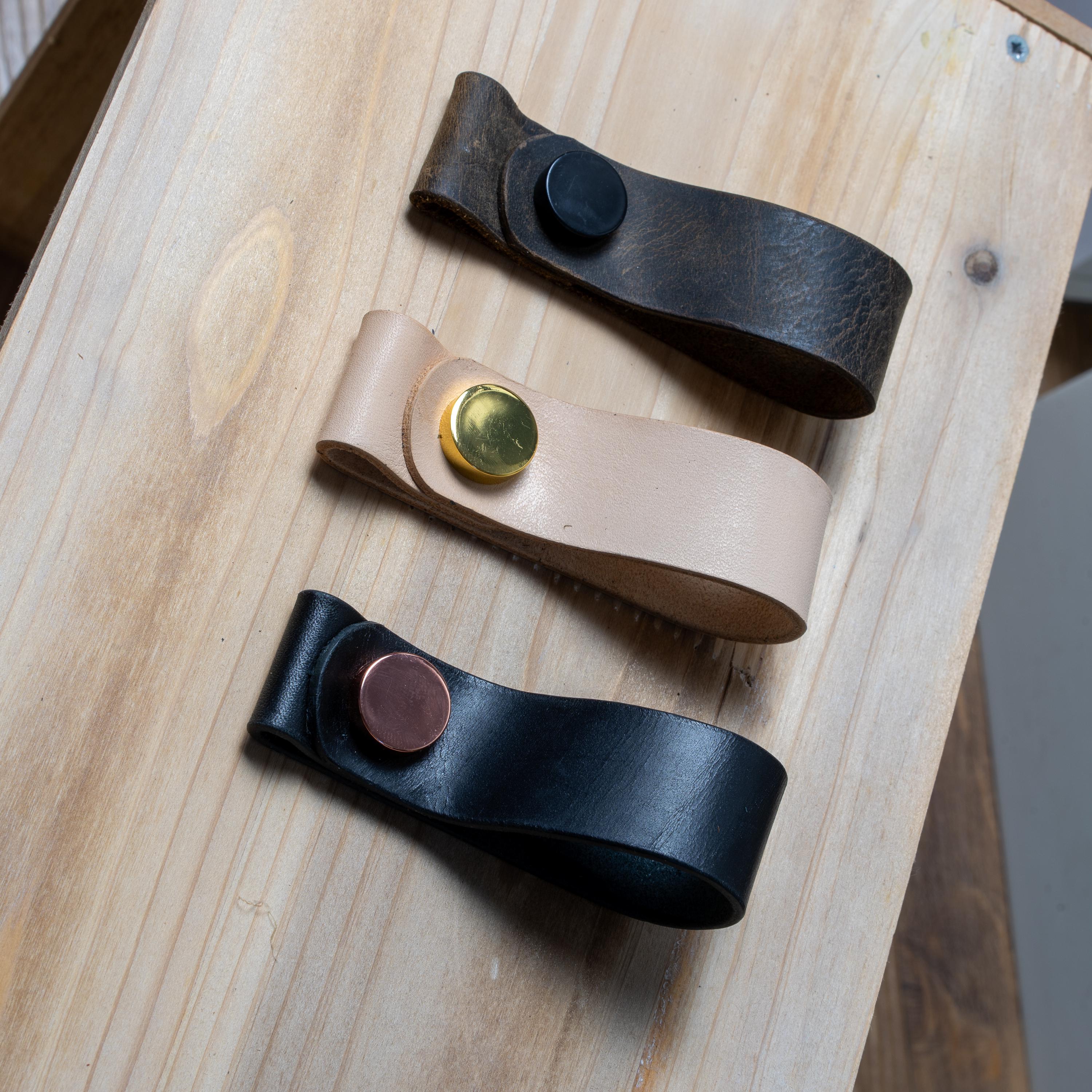 Handmade Leather Handles | Drawer Pulls & Cabinet Knobs | For IKEA Pax Kallax Hemnes | Vegetable Tanned Leather | Made in Germany