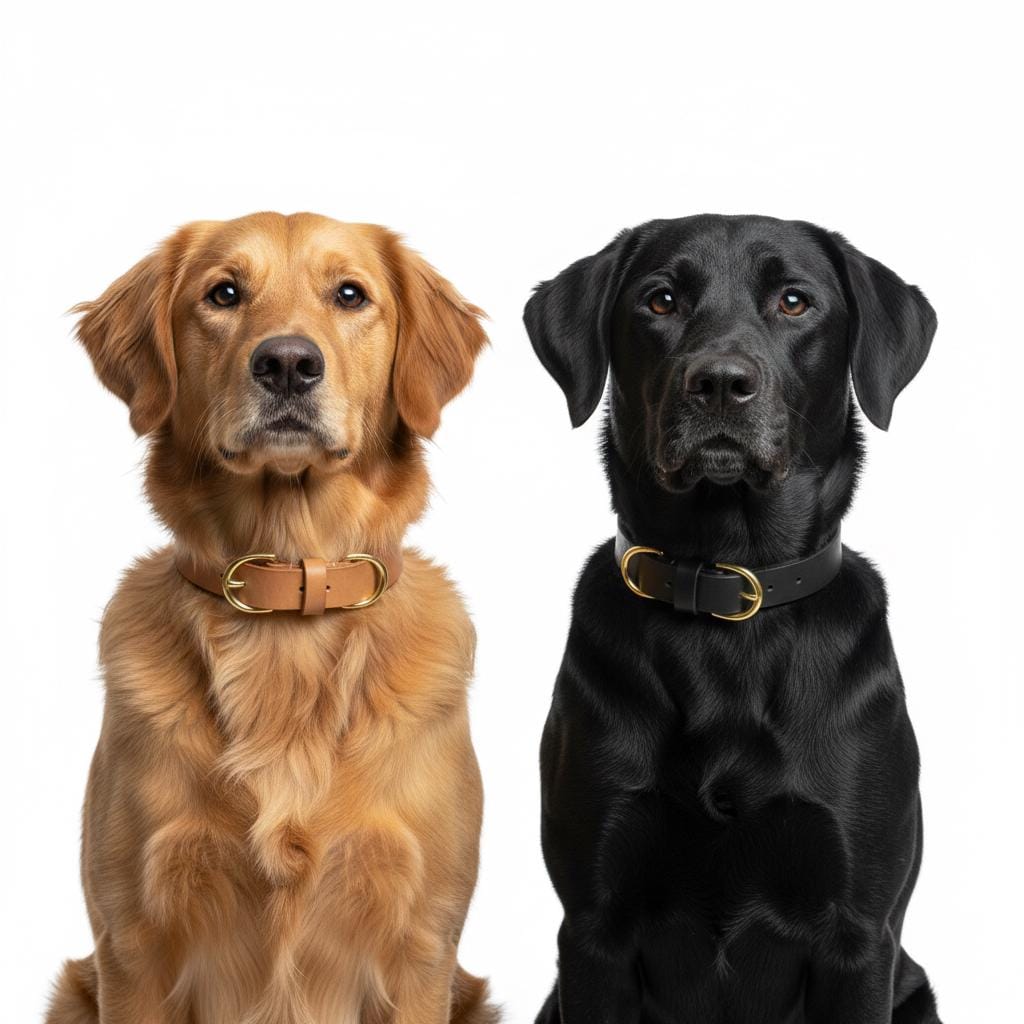 Handgefertigtes Leder Hundehalsband | Pflanzlich Gegerbtes Premium Leder | Namensgravur | Messing Hardware | Geschenk für Hunde
