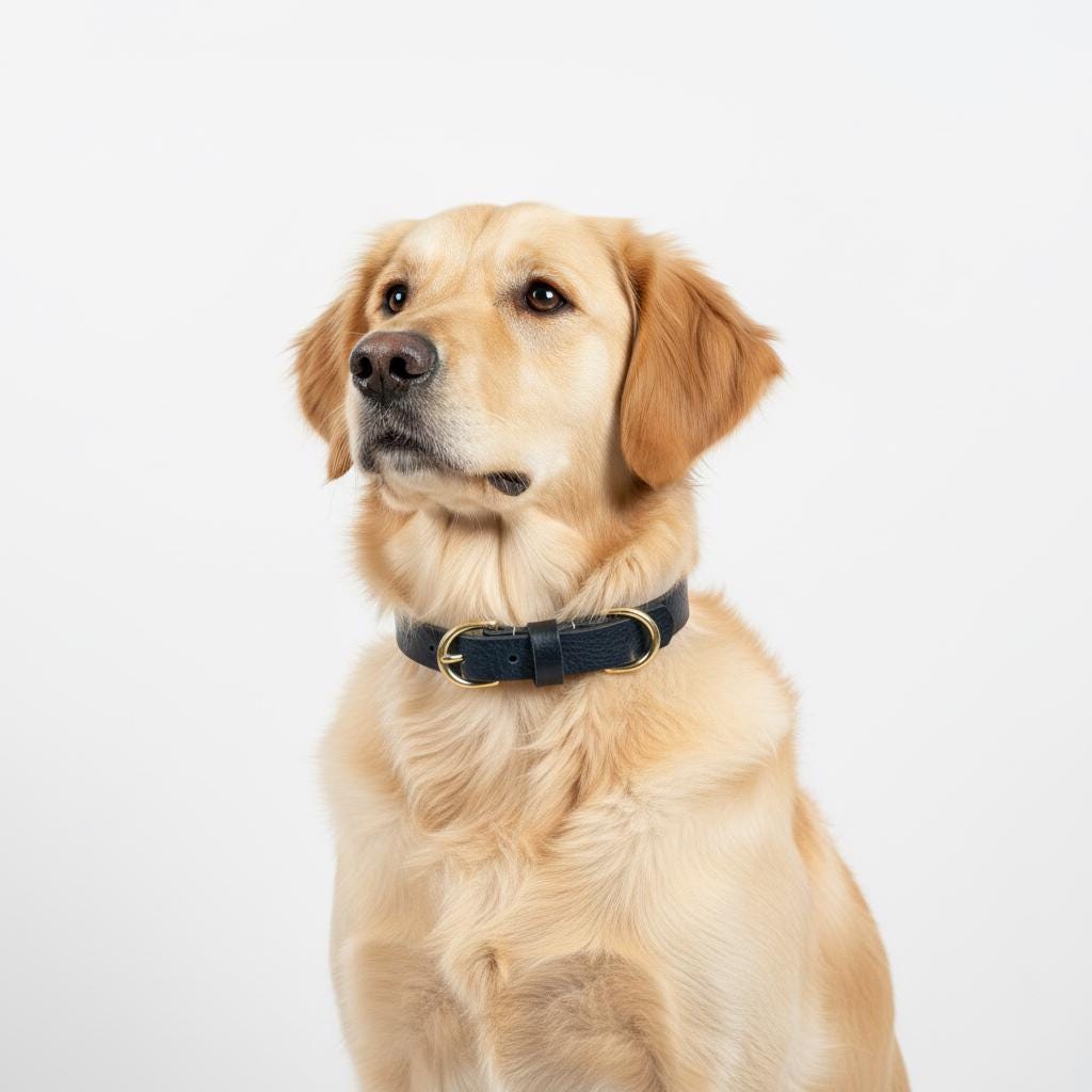 Handgefertigtes Leder Hundehalsband | Pflanzlich Gegerbtes Premium Leder | Namensgravur | 2,6 cm | Geschenk für Hunde | Schwarz