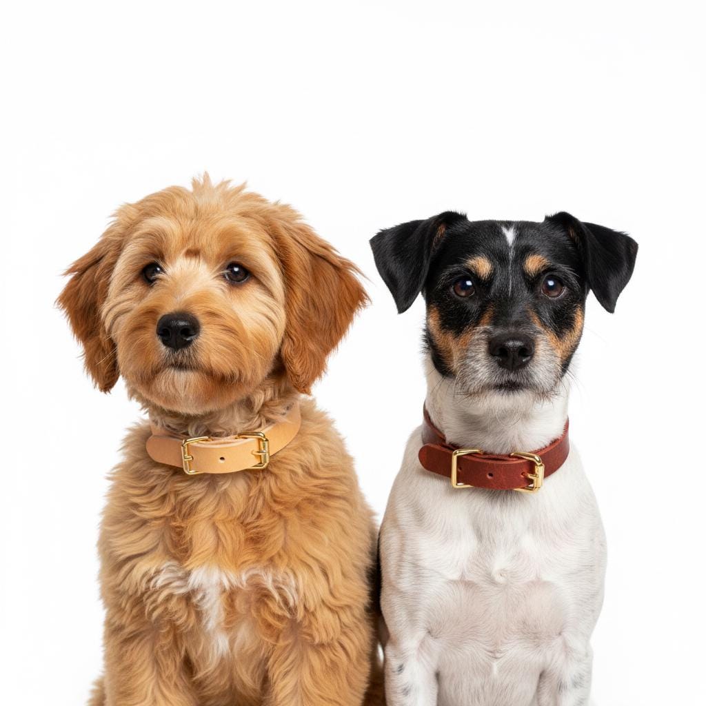 Handgefertigtes Leder Hundehalsband | Pflanzlich Gegerbtes Premium Leder | Namensgravur | 1,6, 2,5 cm Halsband | Geschenk für Hunde