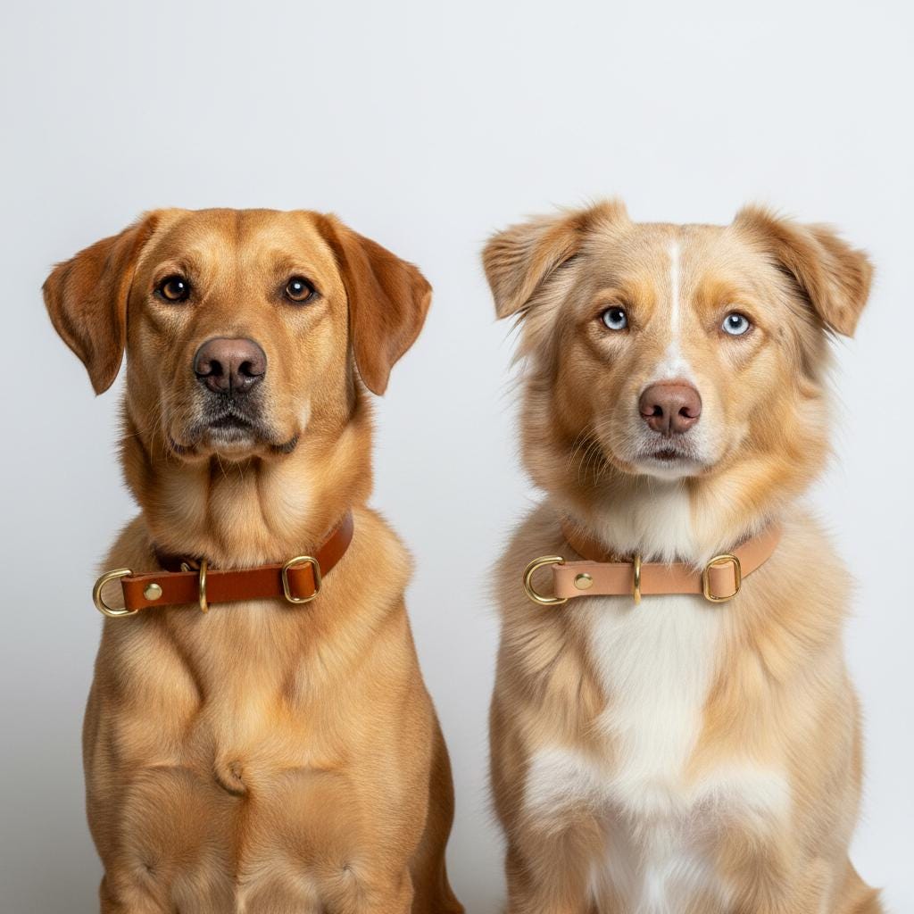 Handgefertigtes Leder Hundehalsband | Pflanzlich Gegerbtes Premium Leder | Namensgravur | Messing Hardware | Geschenk für Hunde
